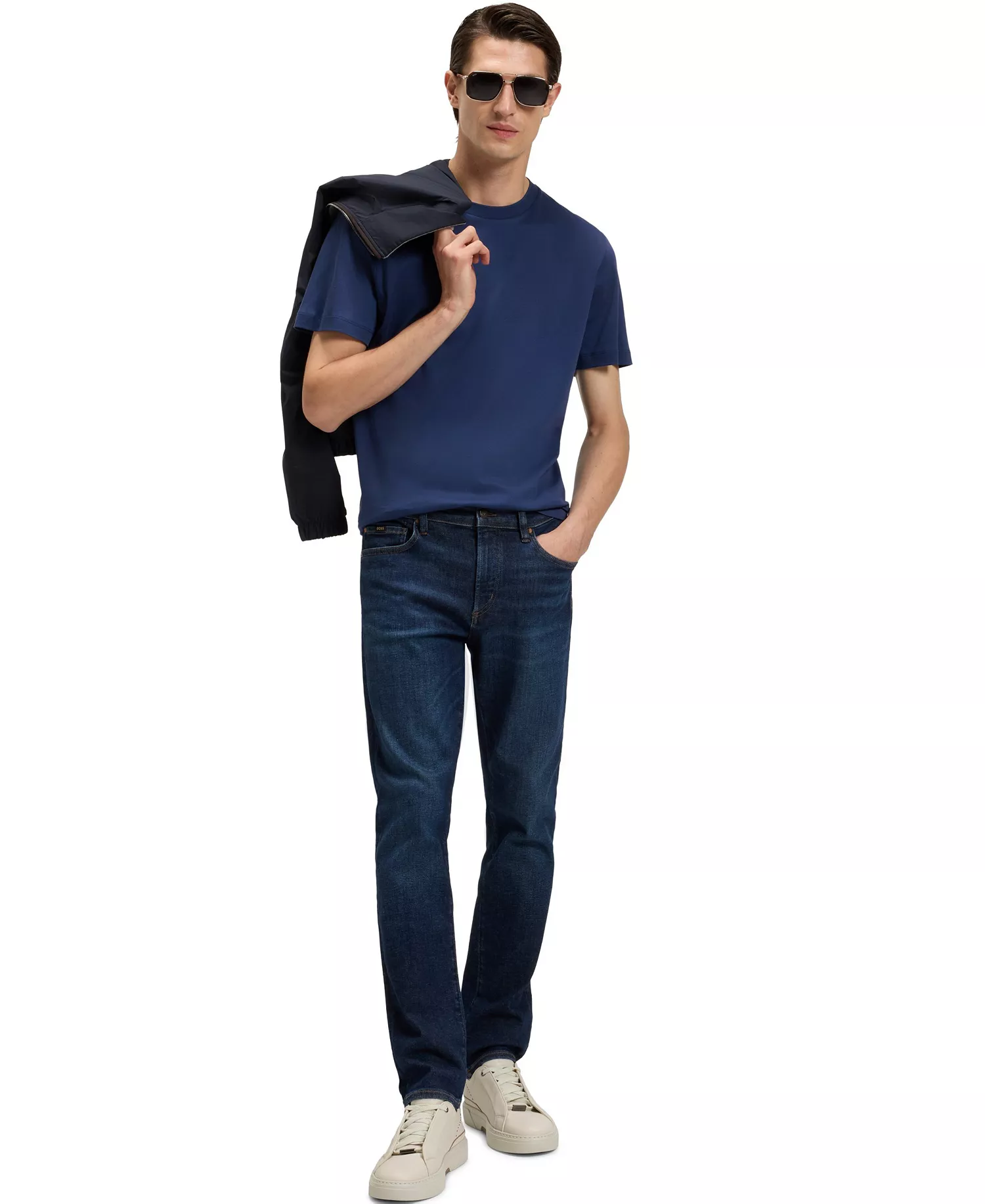 Men's Regular-Fit Mercerized-Cotton T-Shirt - Blue - L