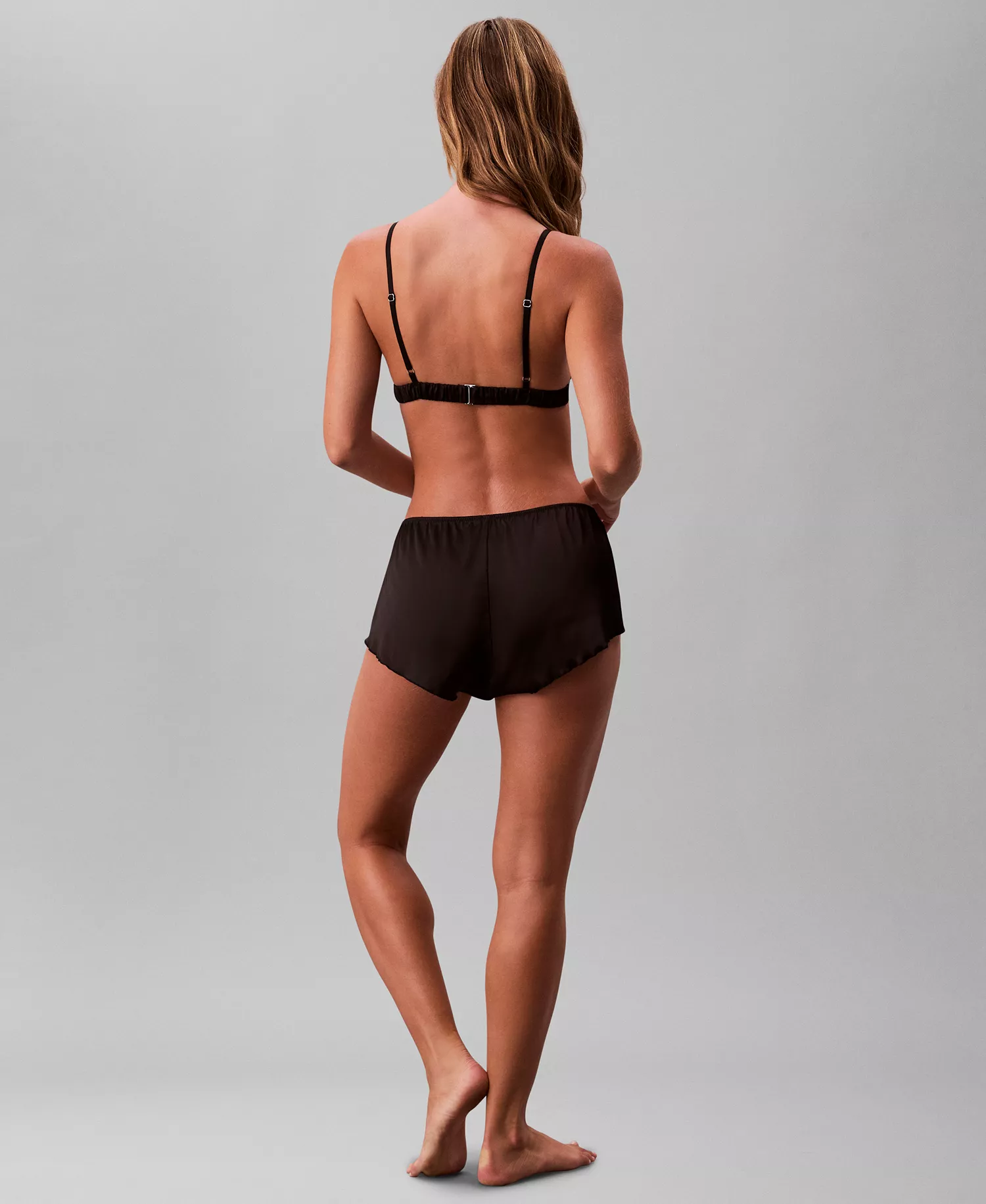 Women's Signature Satin Tap Shorts QF8395 - Black Satin - L