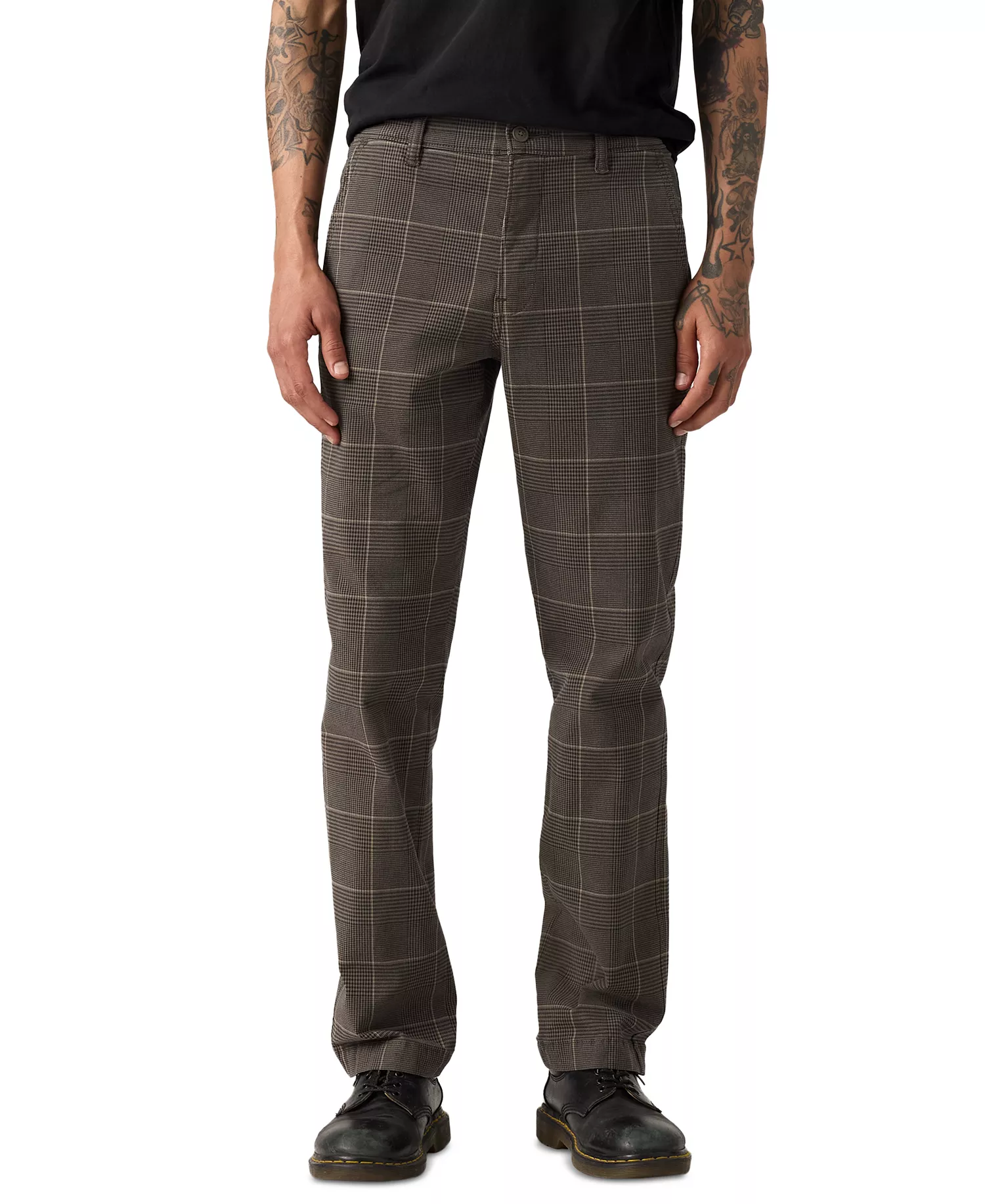 Men's Regular-Fit Straight-Leg Pants - Kunzite plaid bungee cord - 28x30