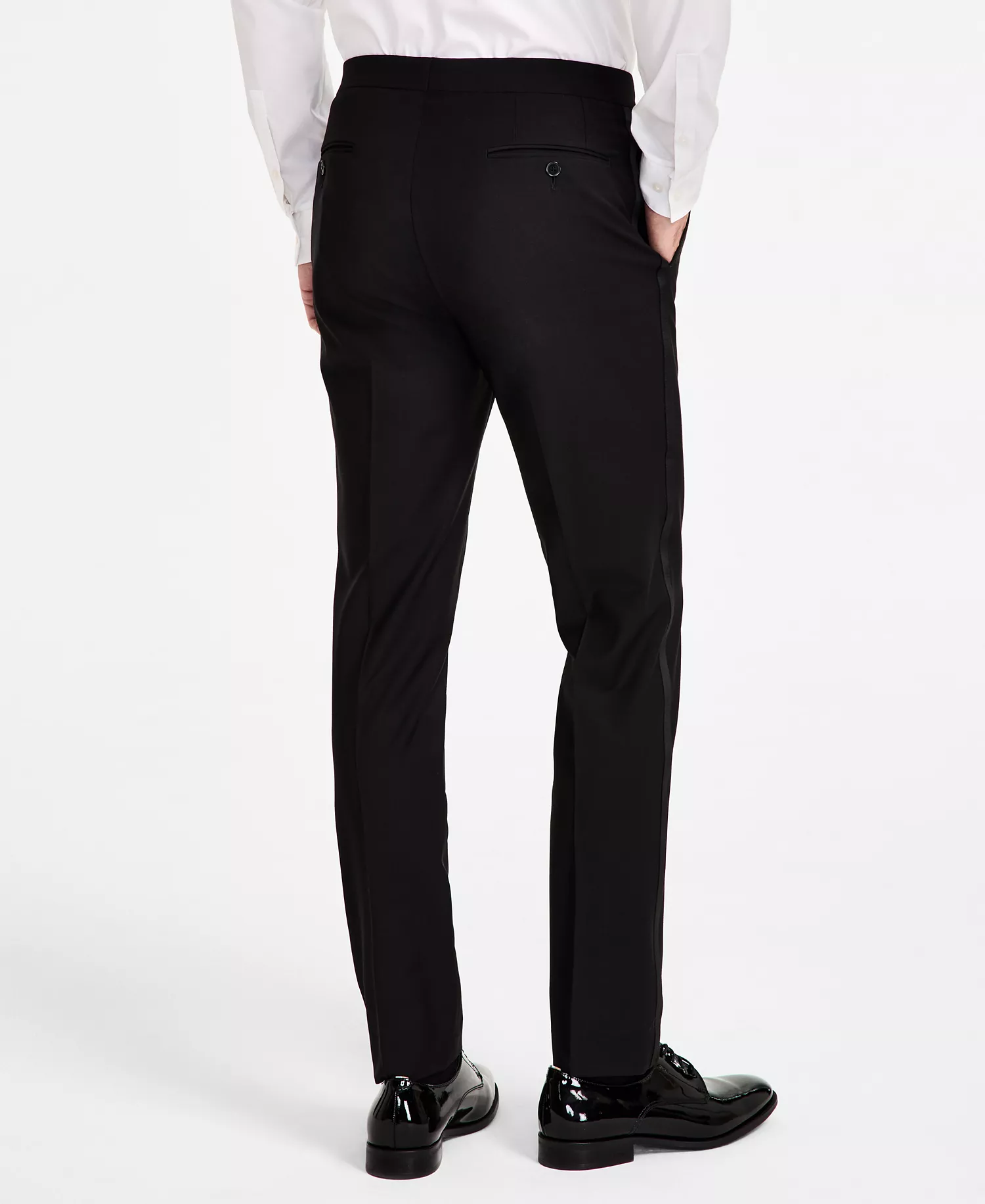 Men's Slim-Fit Wool-Blend Tuxedo Pants - Black - 28x29