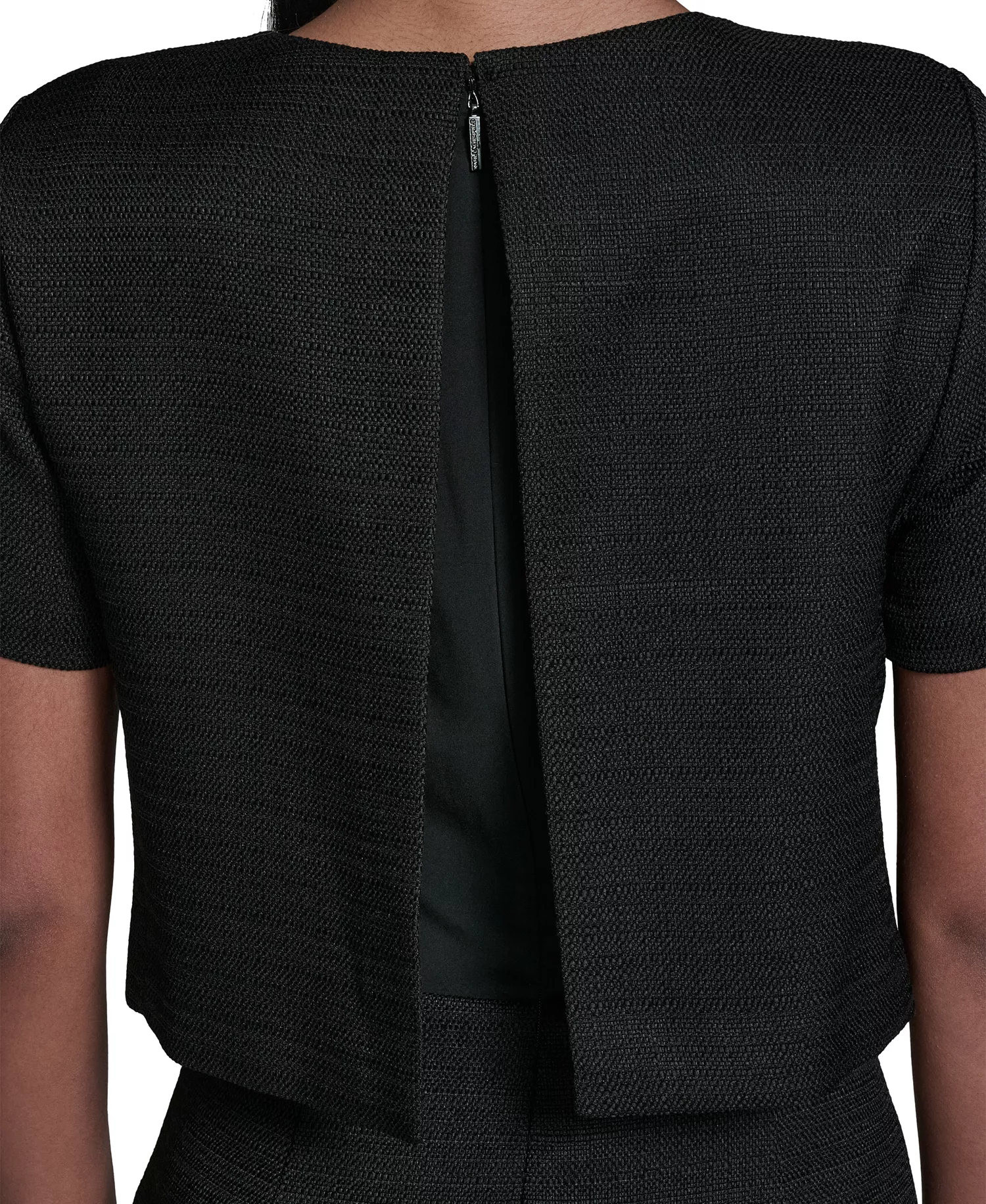 Women's Crewneck Ruffle Hem Dress - Black - 0