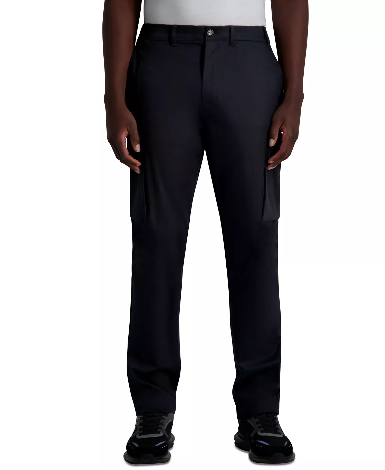 Men's Straight-Fit Twill Cargo Pants  - Black - 2XL