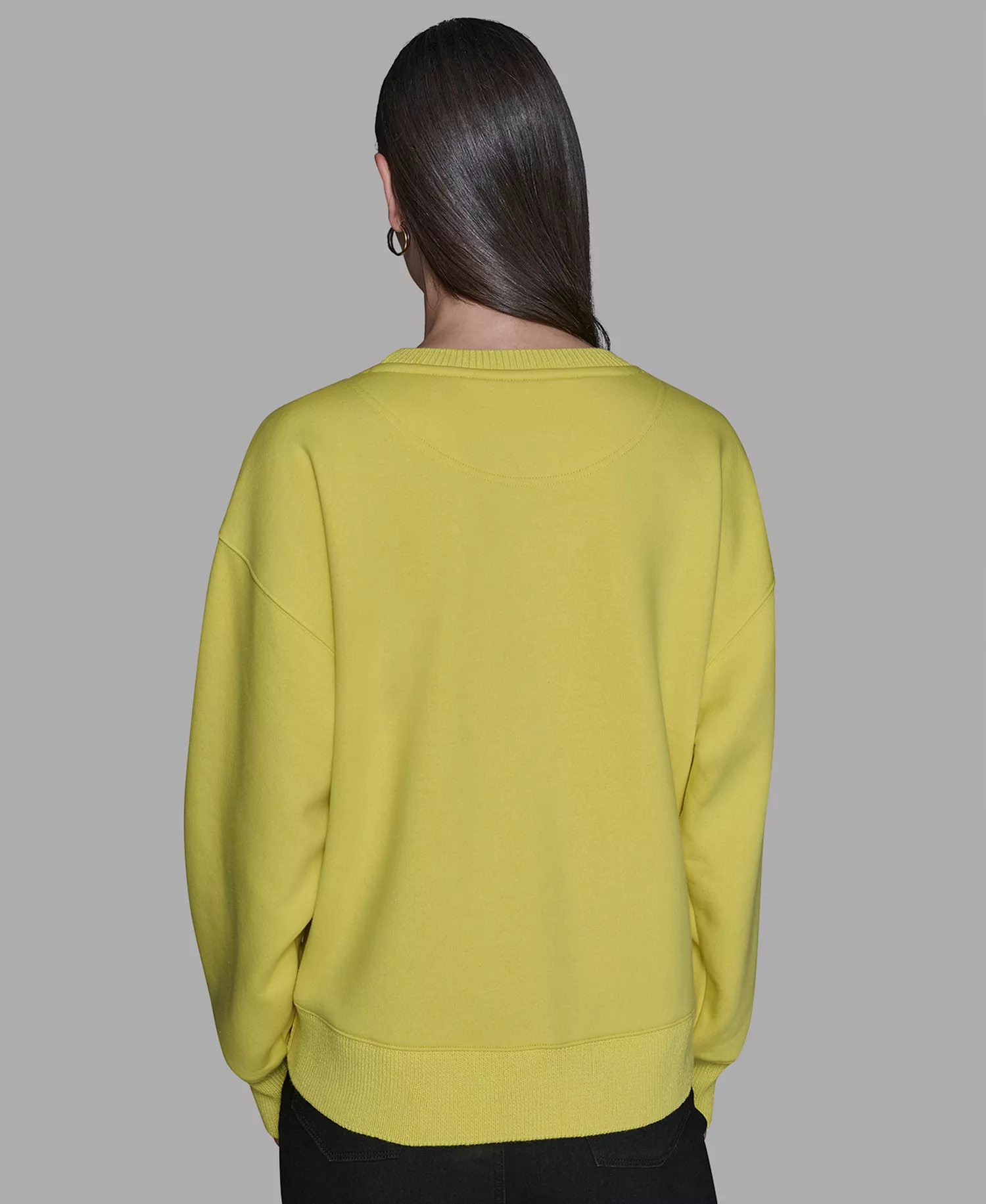 Petite Crewneck Long-Sleeve Knit Sweater - Lime - P/L