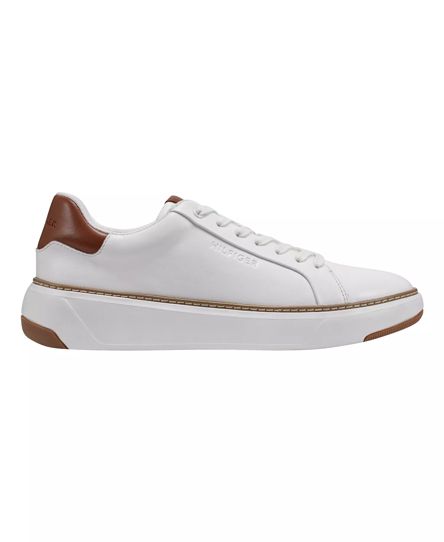 Men's Hines Lace Up Casual Sneakers - White, Cognac - 12M