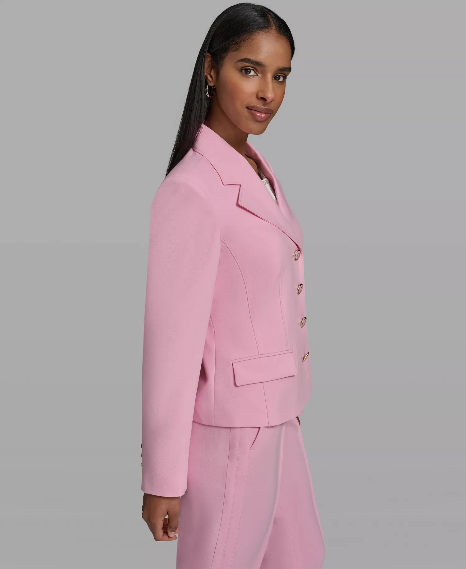 Women's Cropped Collared Woven Jacket - Prism Pink - 0