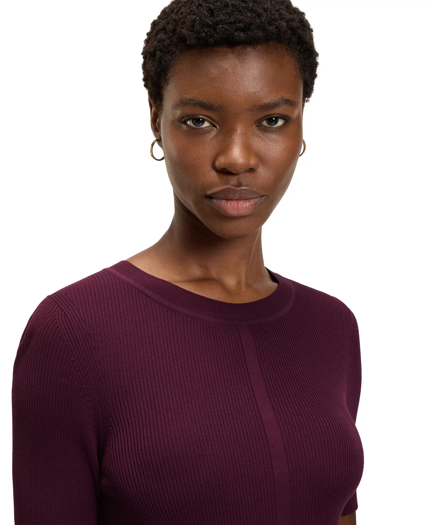 Women's Mixed-Material Dress - Purple - L