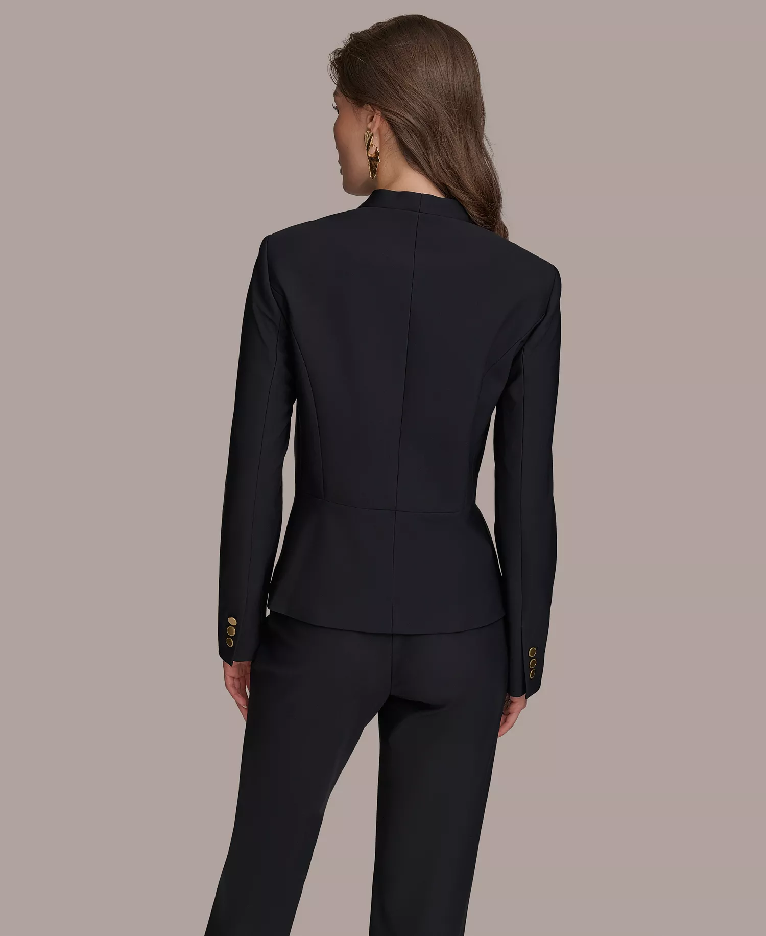 Women's Collarless Wrap Jacket - Black - 10