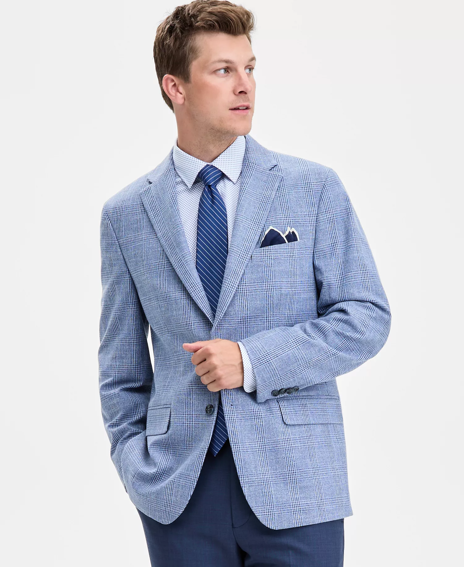 Men's Modern-Fit Spring Sport Coat - Blue - 36R