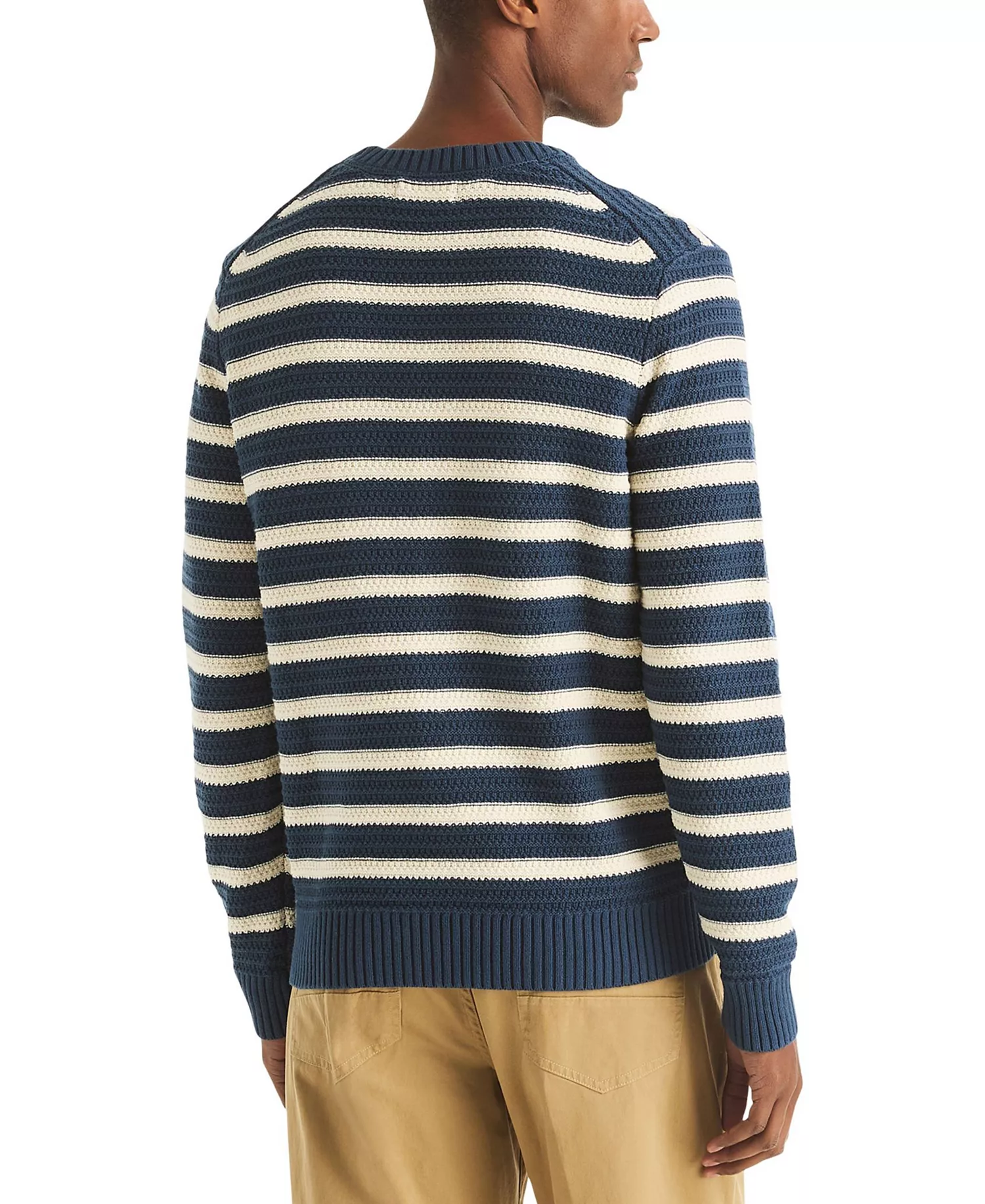 Men's Textured Striped Crewneck Sweater - Lapis Blue - L