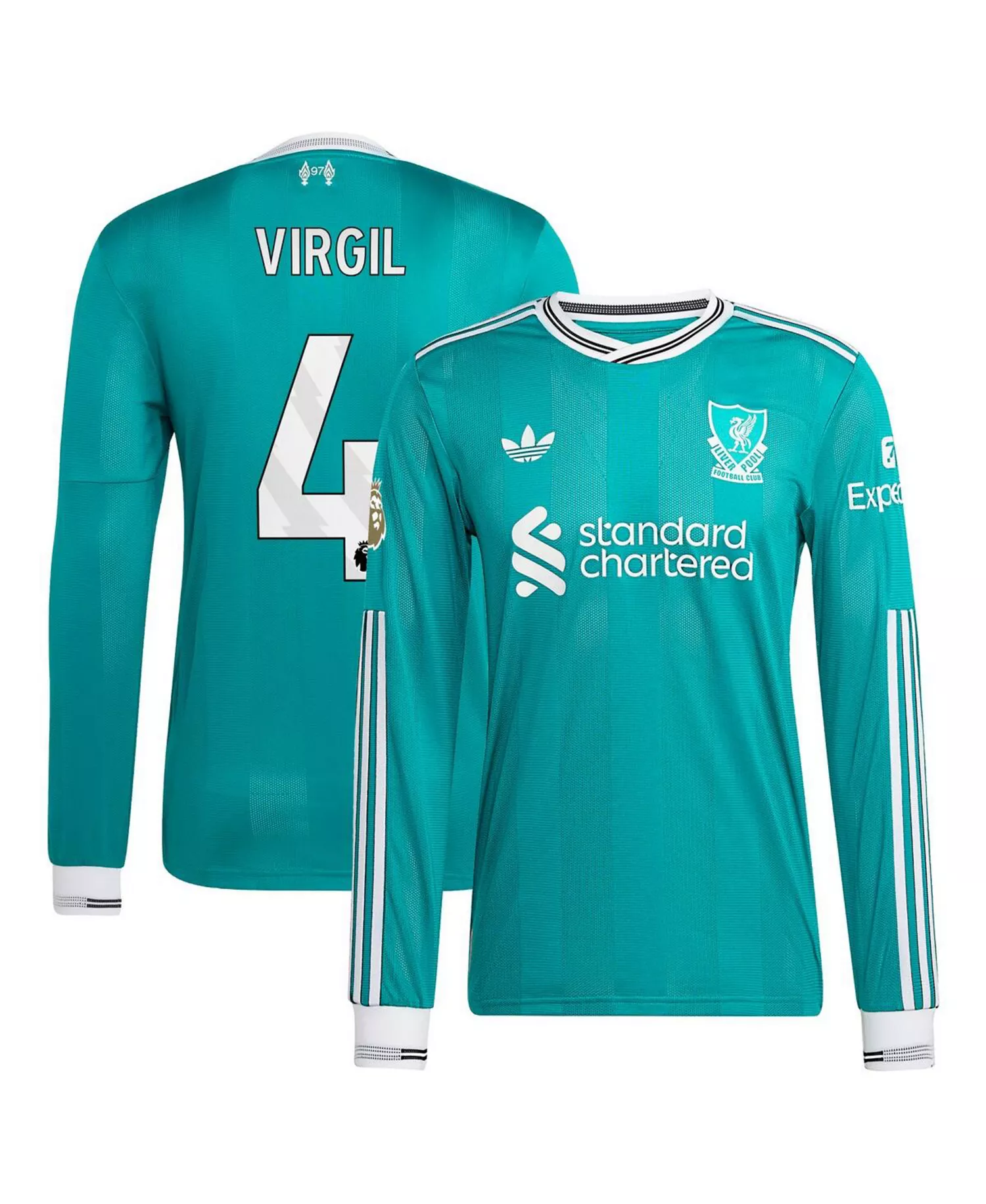 Men's Virgil van Dijk Green Liverpool 2025/26 Third Authentic Long Sleeve Player Jersey - Green - S