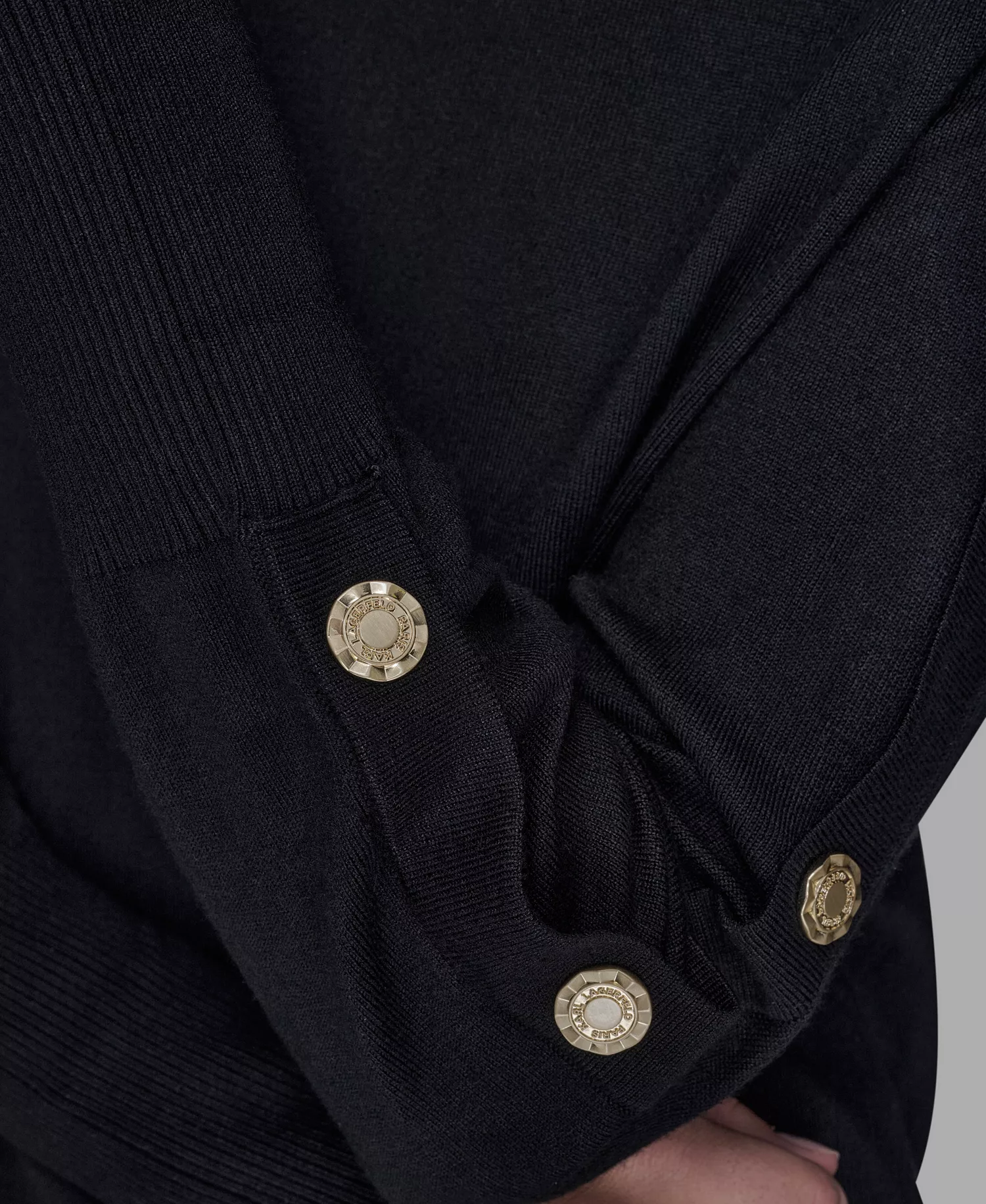 Women’s Black Button-Detail Crewneck Sweater - Black - S