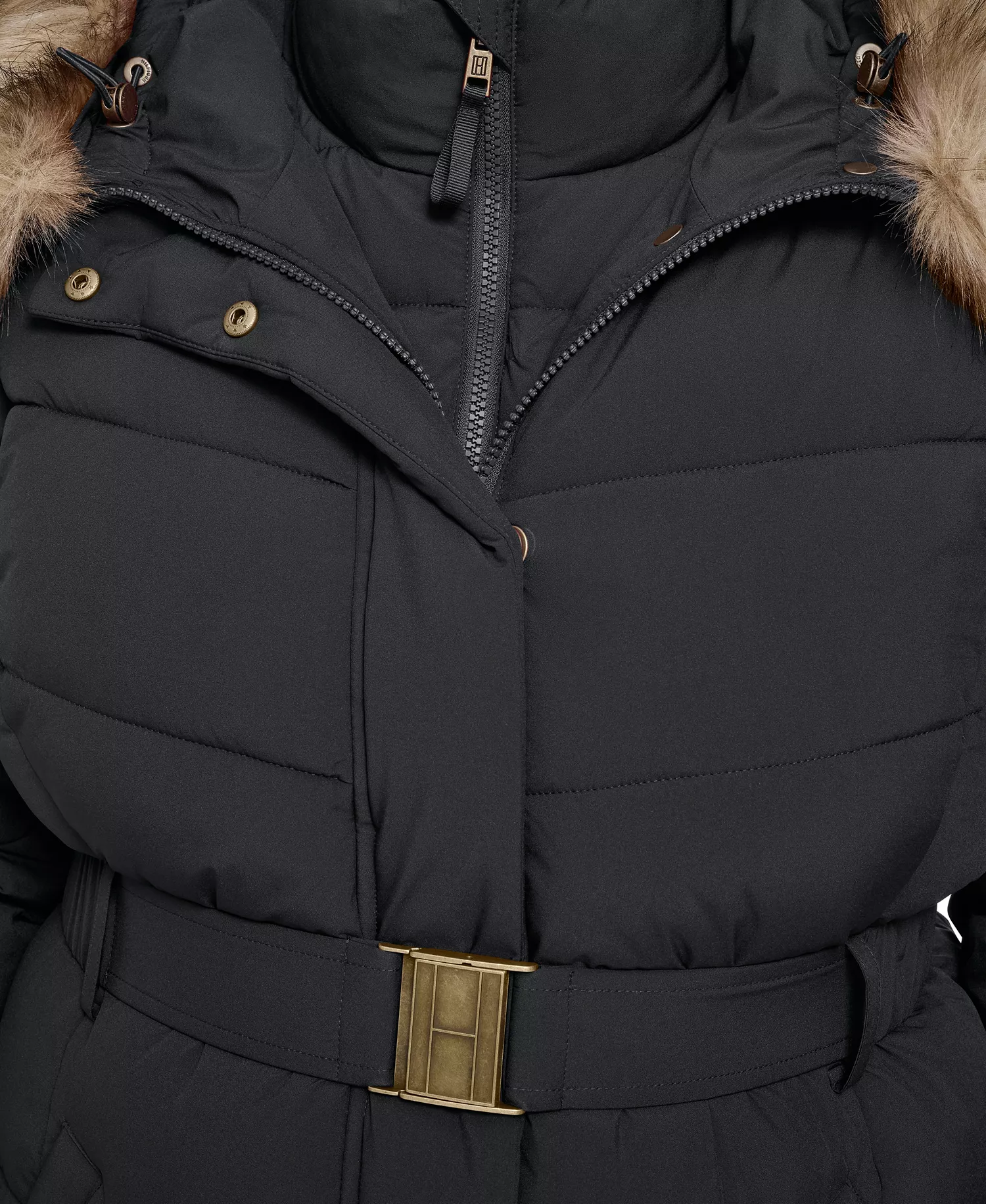 Plus Size Hooded Puffer Coat - Black - 0X