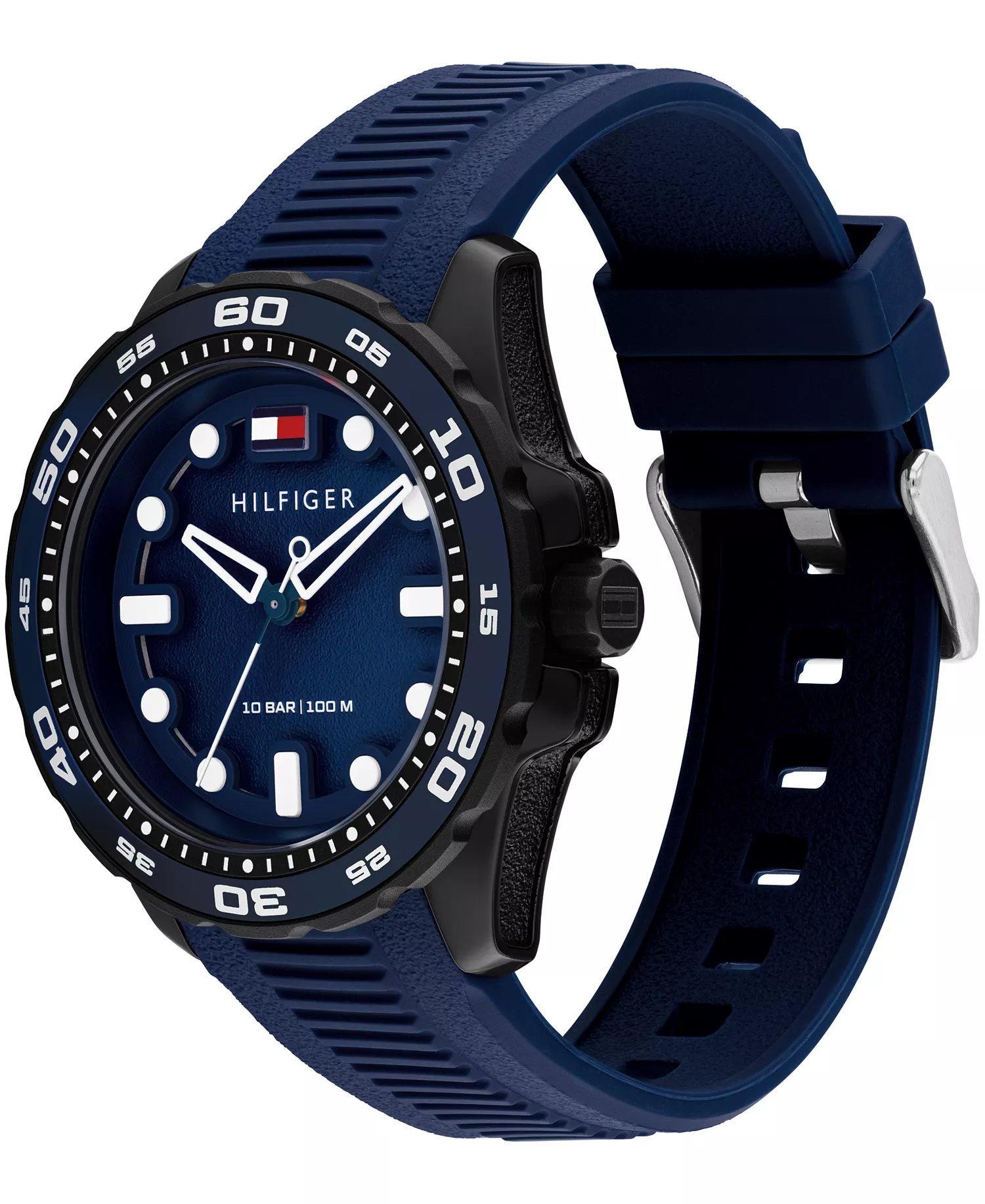 Men's Quartz Blue Silicone Strap Watch, 40mm - Navy - No Size