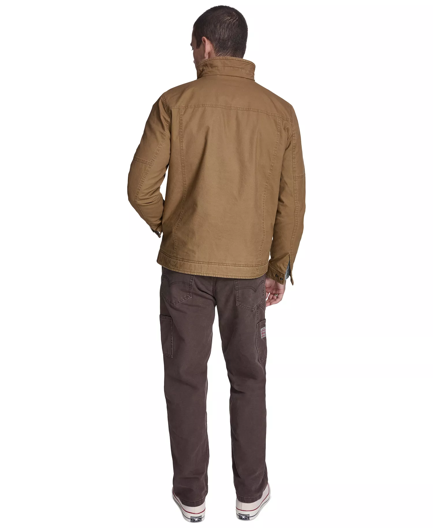 Men's Cotton Two Pockets Jacket - Brown - 2XL