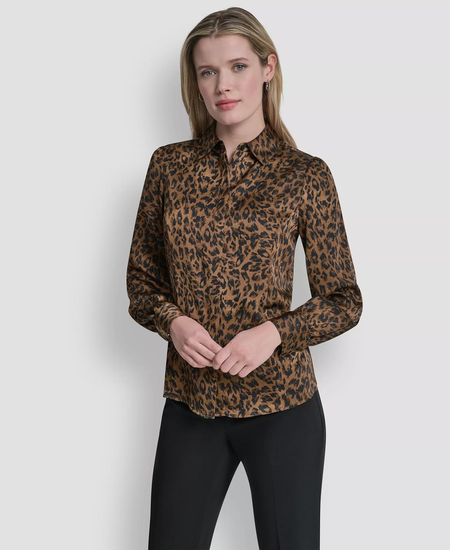 Women's Princess Seamed Long-Sleeve Blouse - Truffle Multi - L