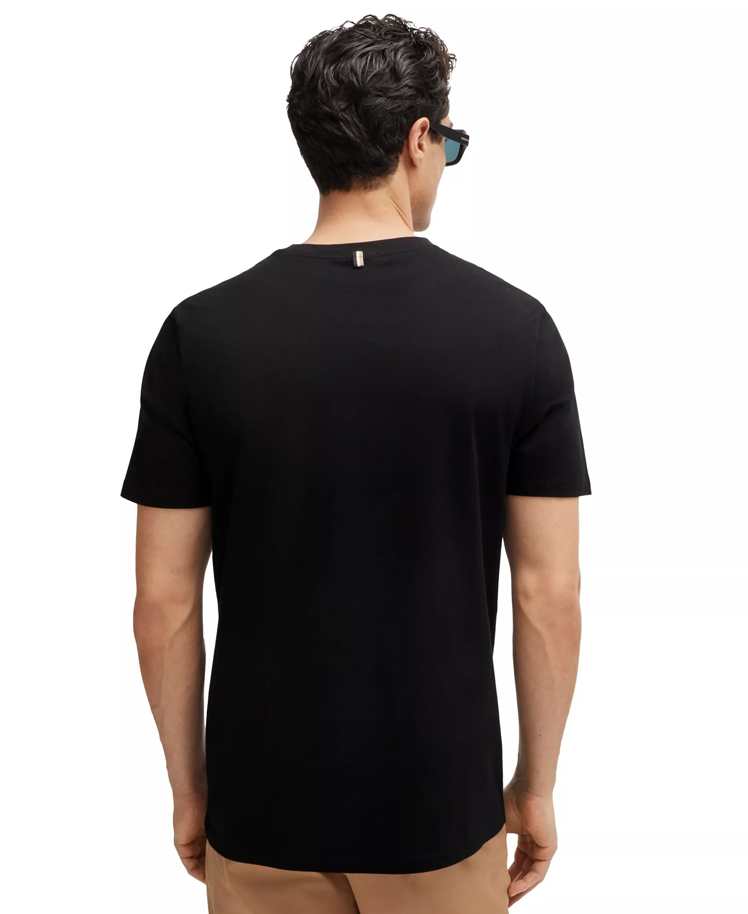 Men's Slim-Fit Mercerized-Cotton T-shirt - Black - 2XL
