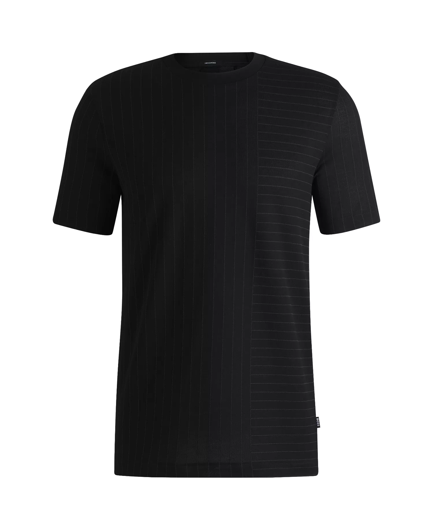 Men's Pinstripe Mercerized Cotton T-Shirt - Black - L