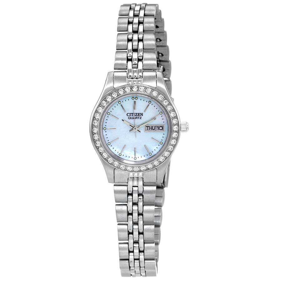 Citizen Quartz Crystal Blue Dial Ladies Watch