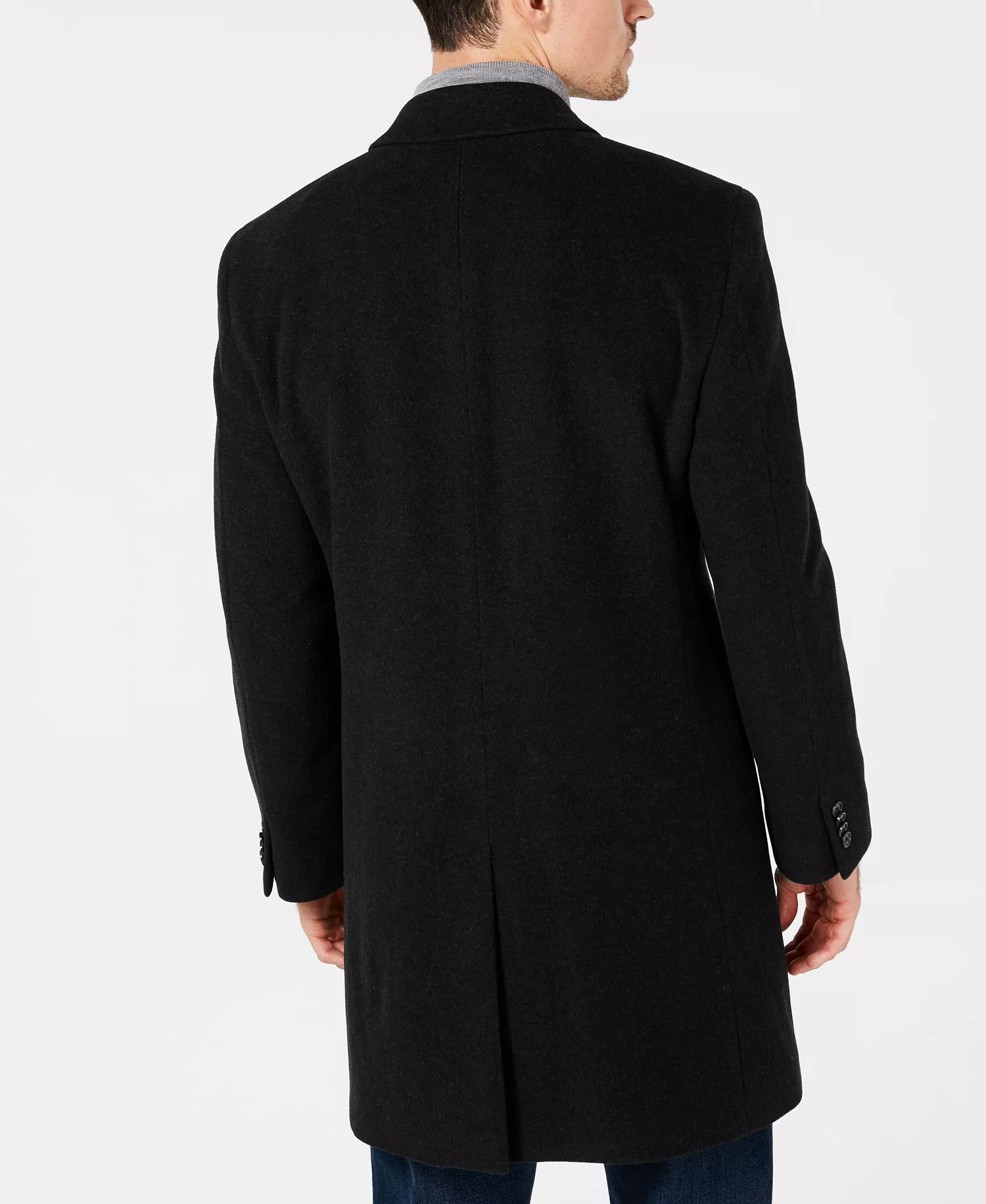 Men's Barge Classic Fit Wool/Cashmere Blend Solid Overcoat - Black - 36R