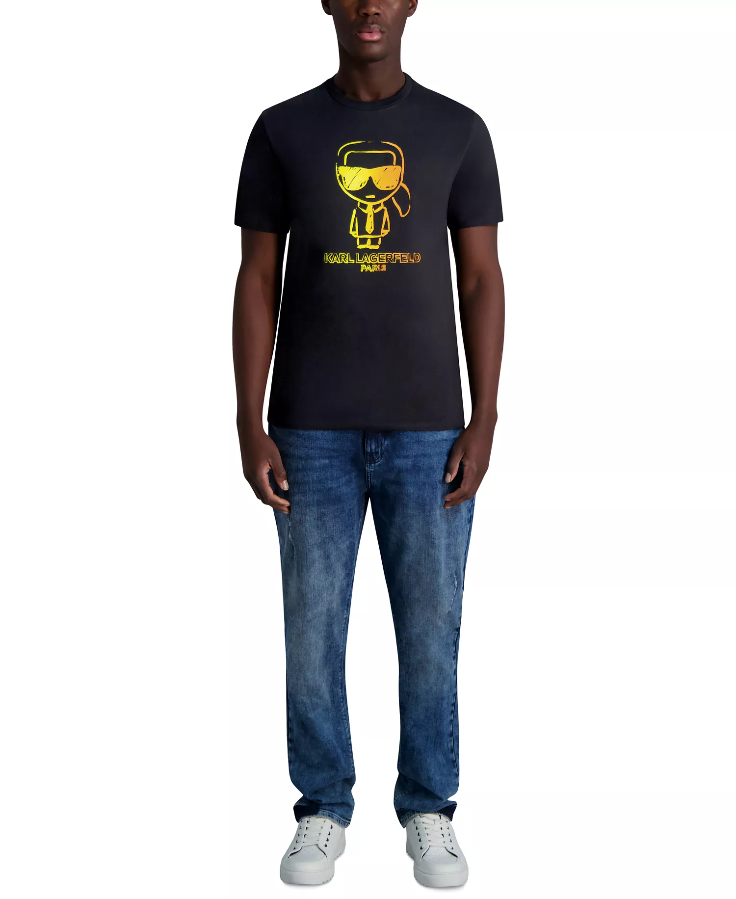 Men's Outline Character Logo Graphic T-Shirt - Black - S