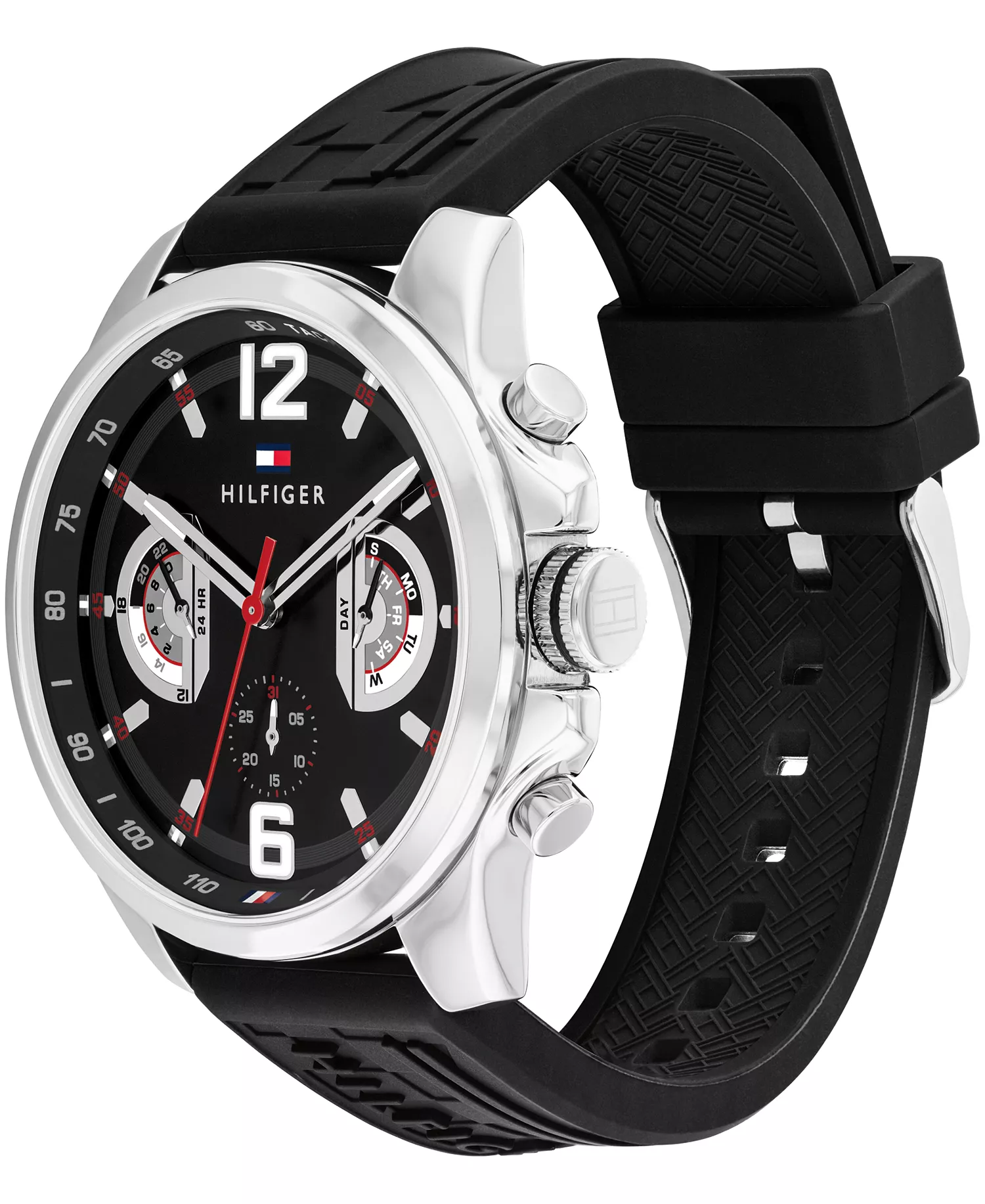 Men's Quartz Black Silicone Watch 46mm - Black - 46