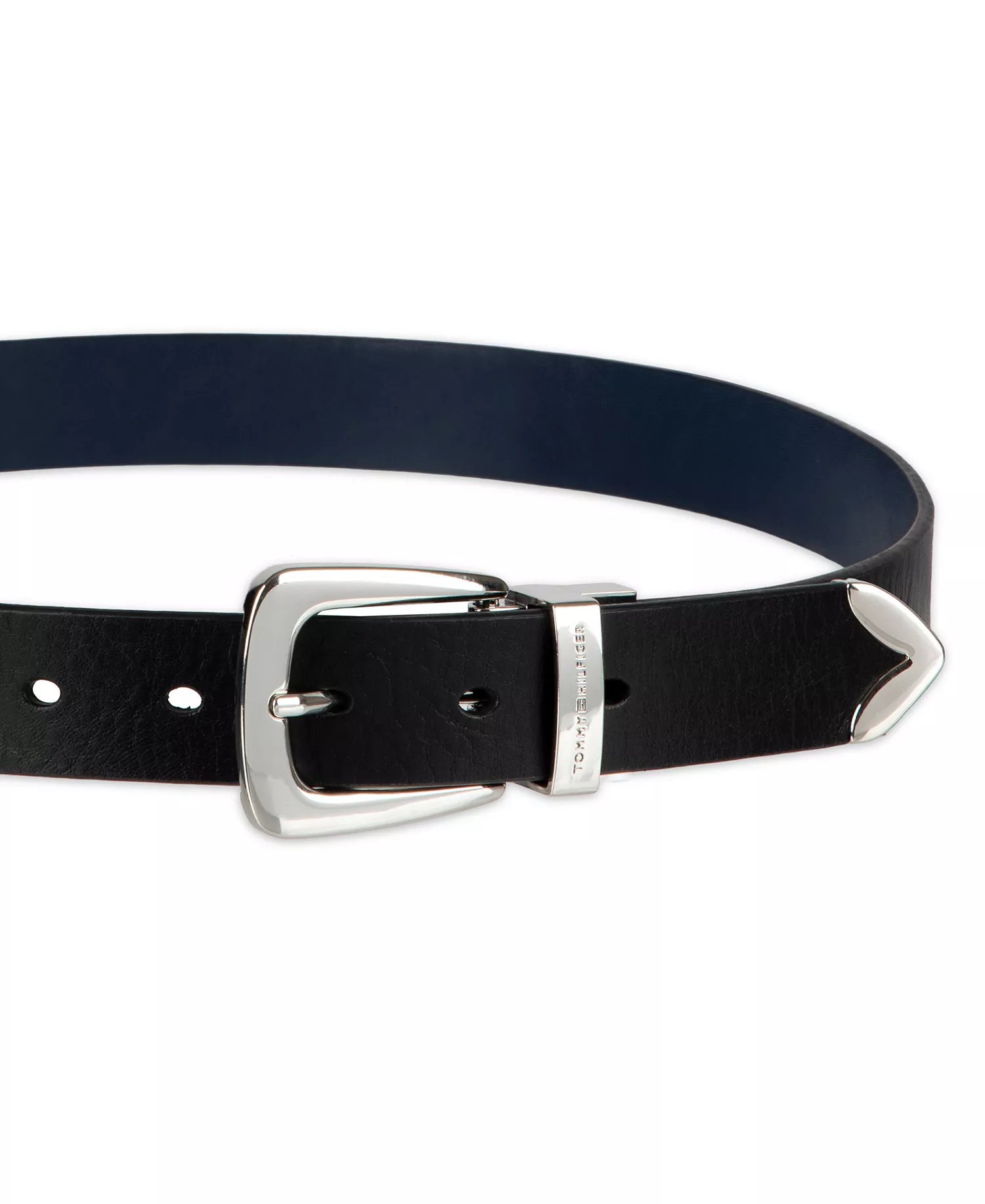 Women's 2-In-1 Reversible Modern Casual Western Leather Belt - Black/Navy - L