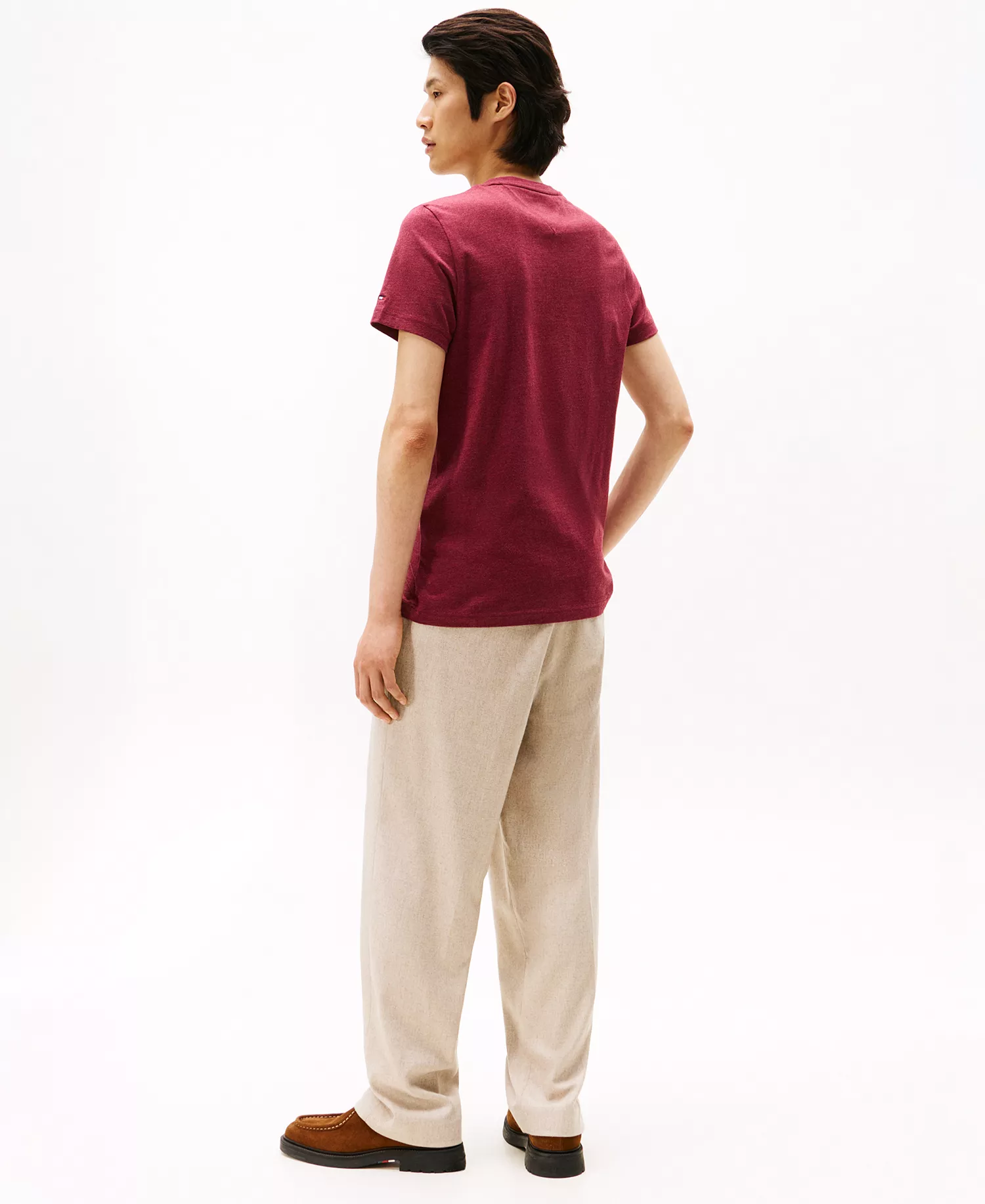 Men's Embroidered Logo Regular-Fit Crewneck T-Shirt - Deep Rouge Heather - L