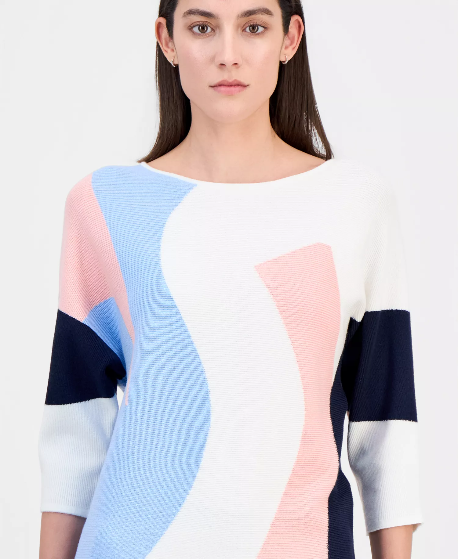 Women's Dolman-Sleeve Boat-Neck Sweater - Blue Lace - L