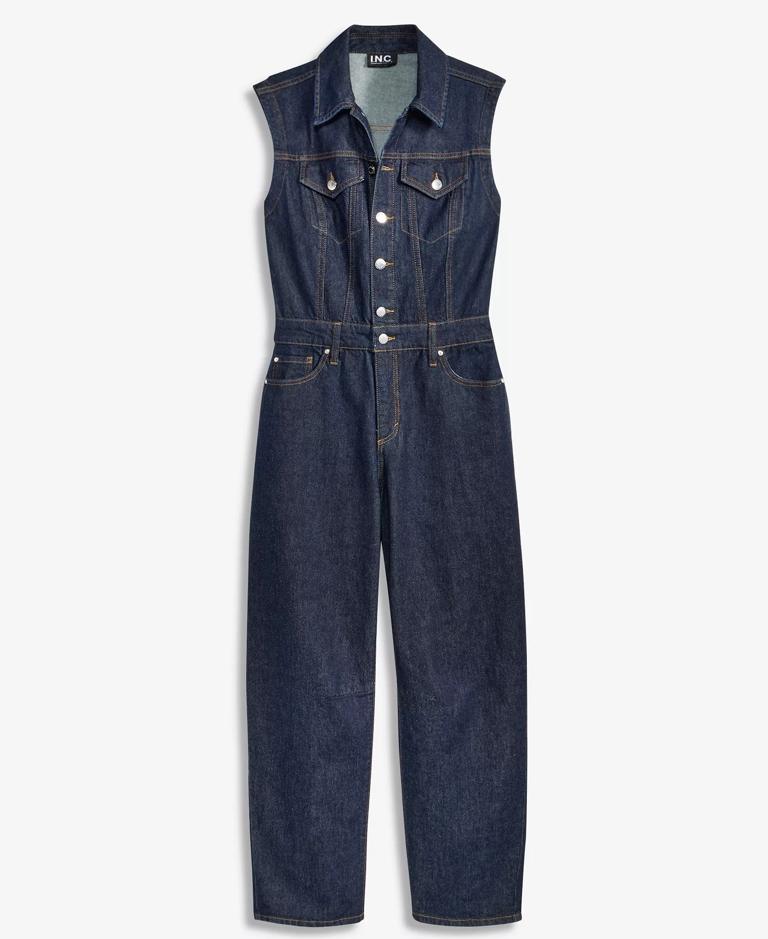 Women's Denim Barrel-Leg Sleeveless Jumpsuit, Macy's Exclusive - Hudson Wash - 0
