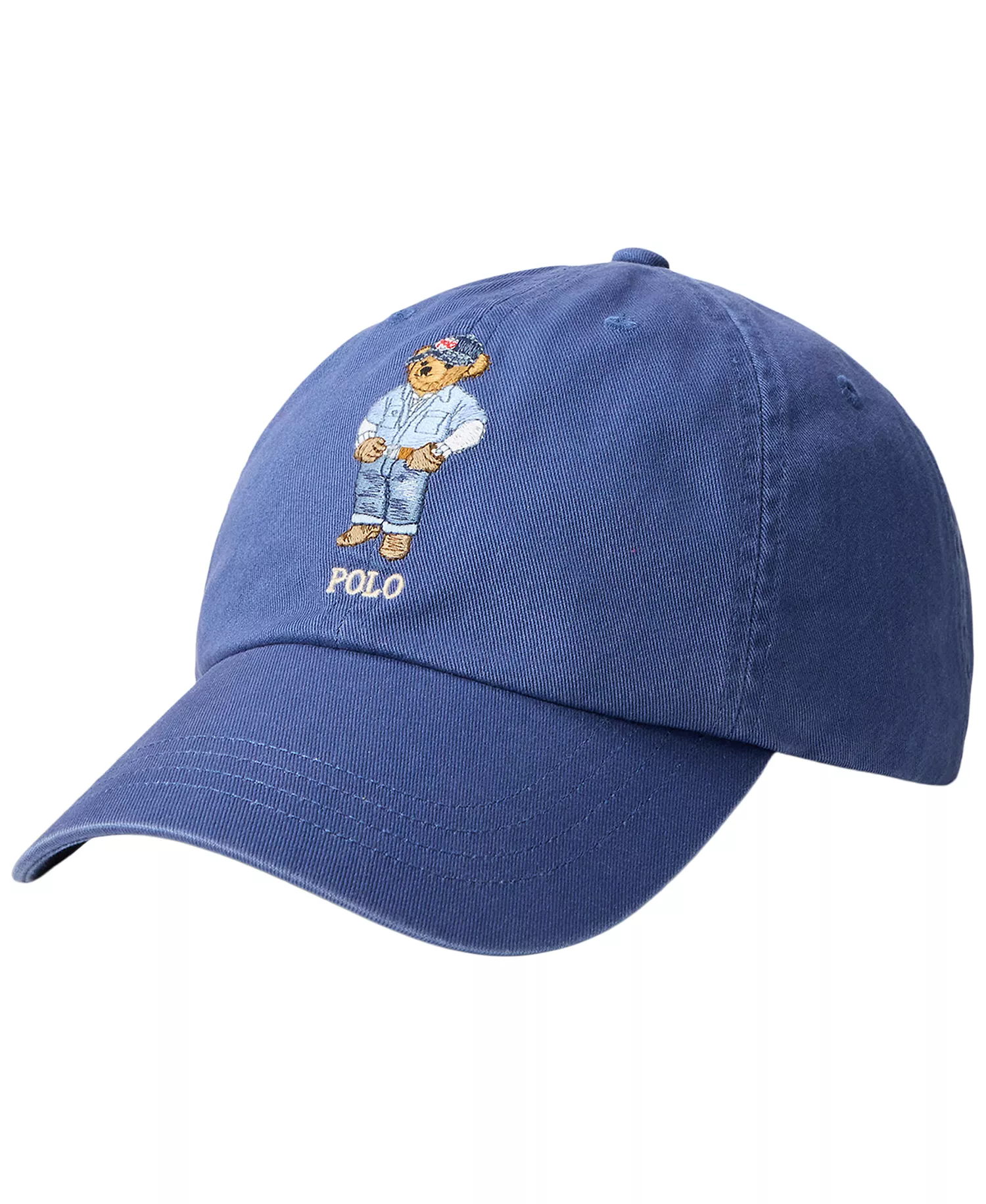Men's Ventilating Embroidered Polo Bear Twill Ball Cap - Light Navy - ONE SIZE