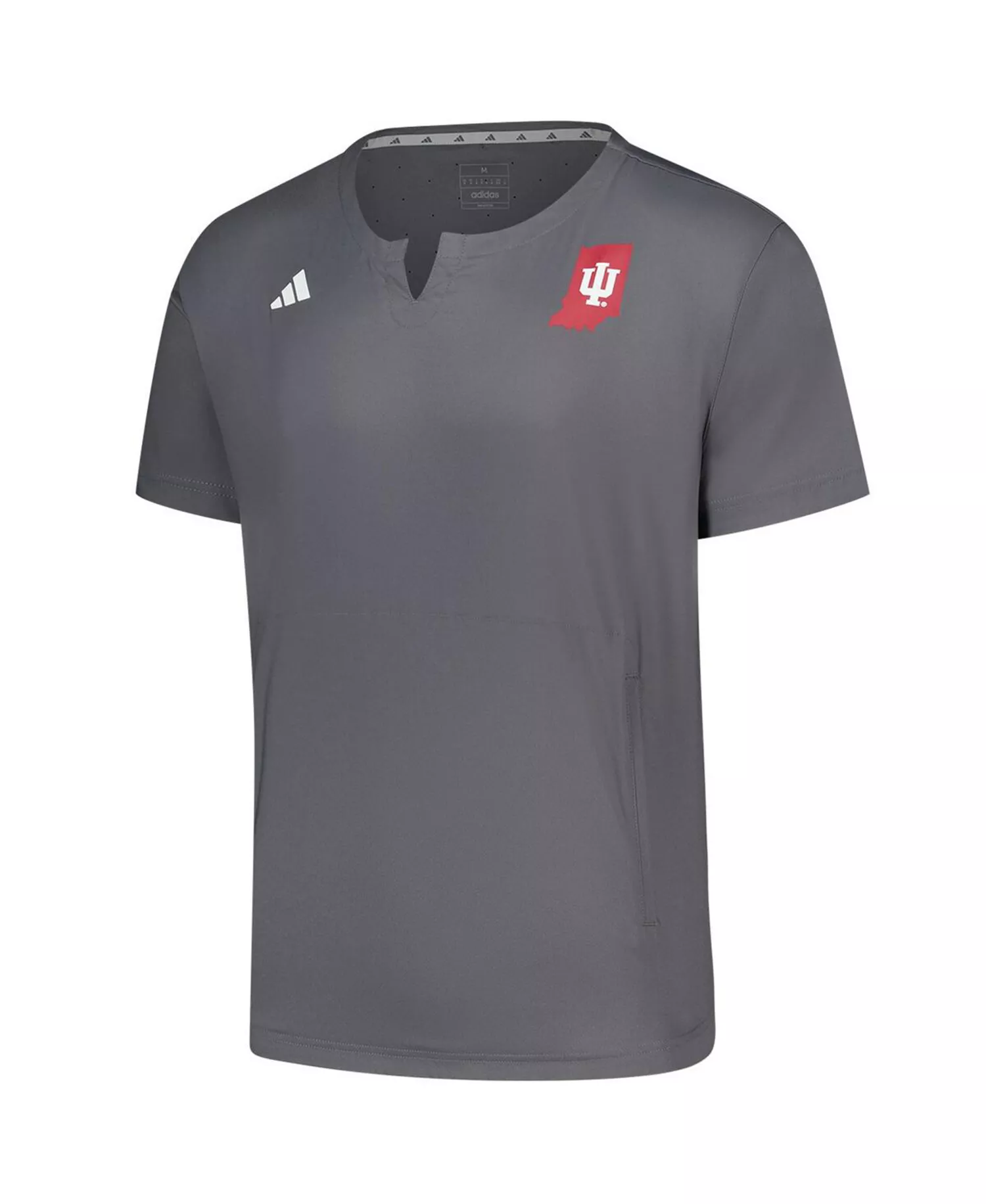 Men's Gray Indiana Hoosiers Dugout Coaches Adizero Notch Neck Pullover T-Shirt - Gray - L