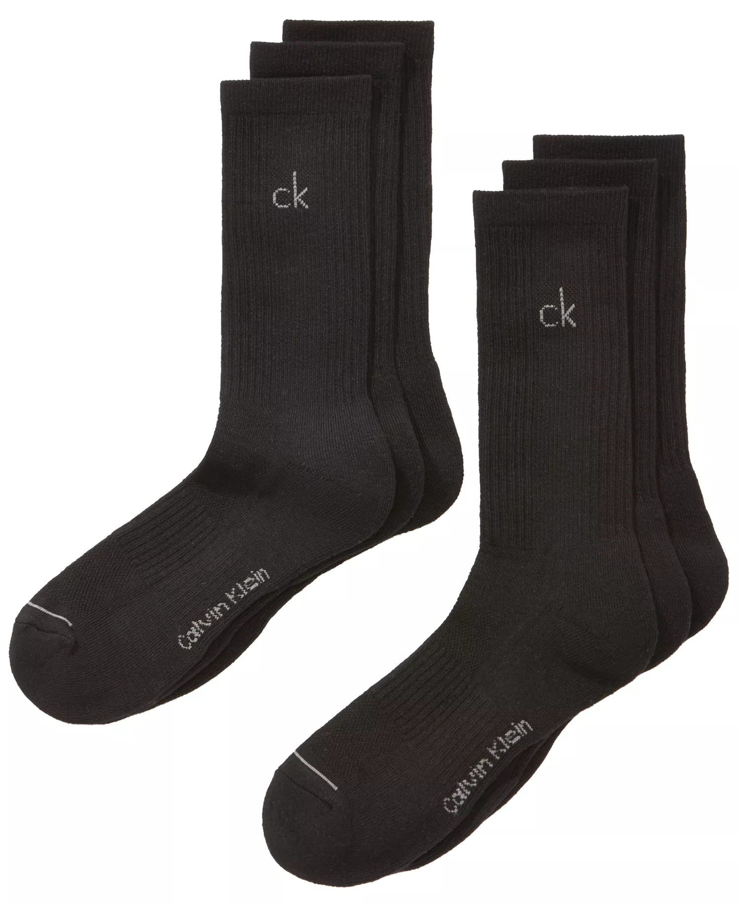 Men's Athletic Performance Crew Socks 6-Pack - Black - 7-12
