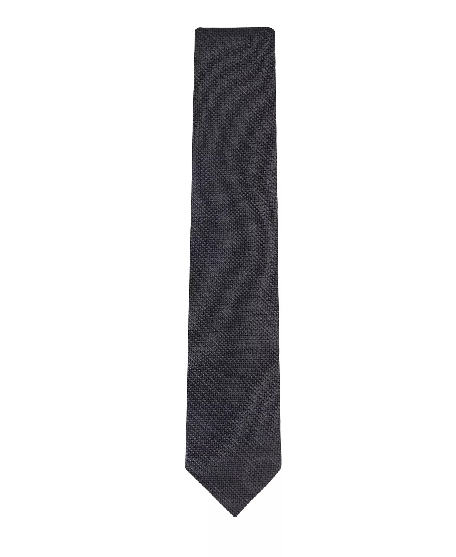 Men's Textured Solid Silk & Linen Blend Tie - Charcoal - ONE SIZE