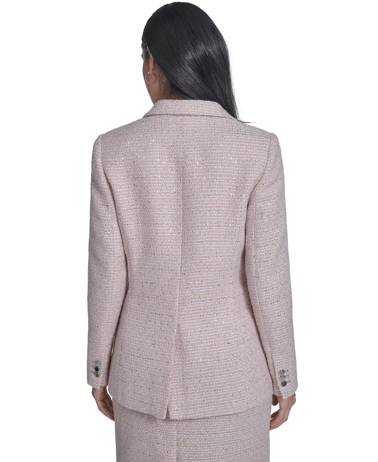 Petite One-Button Tweed Jacket and Tweed Pencil Skirt - Rust Copper - 10P