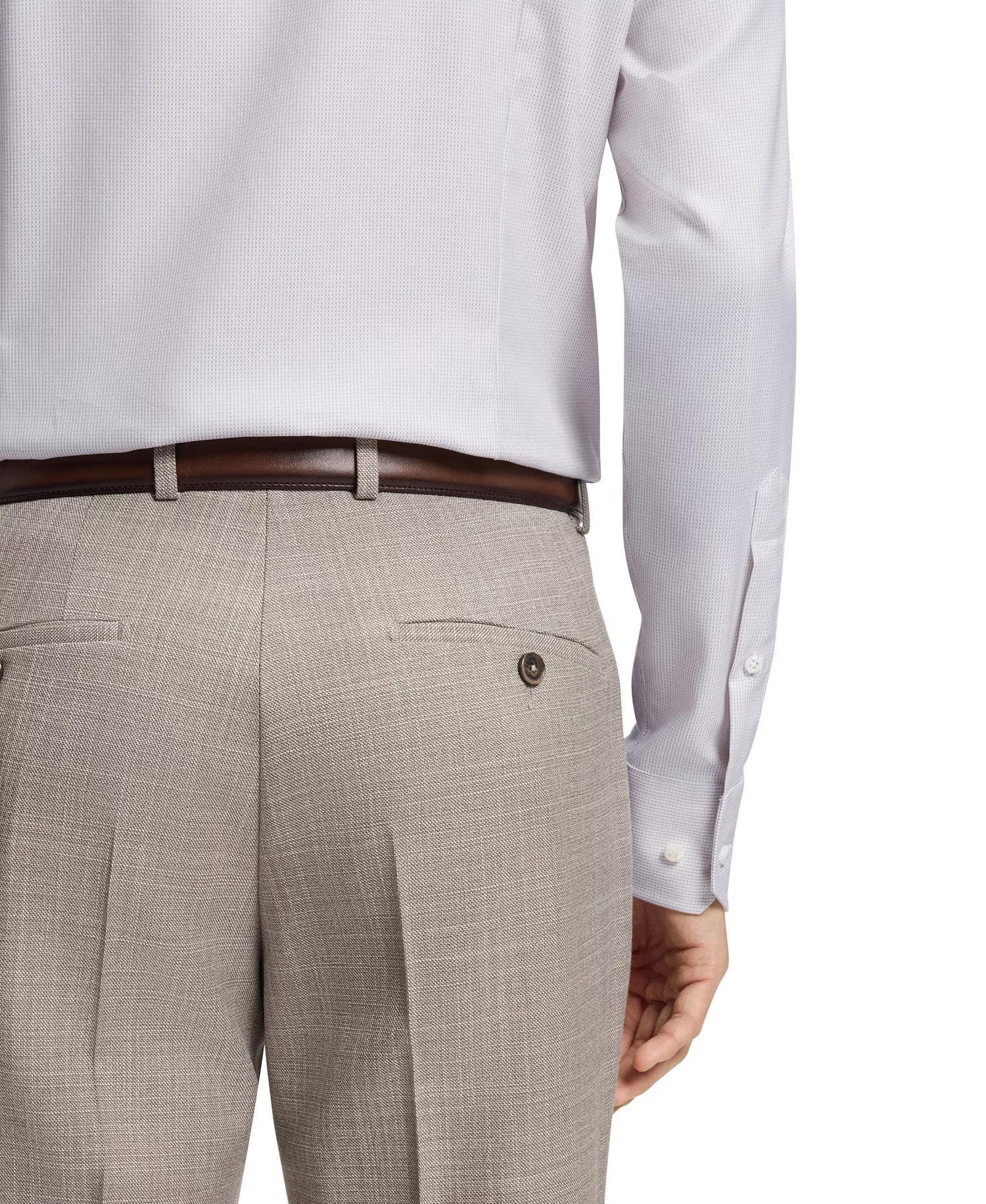 Men's Italian-Made Structured Cotton Slim-Fit Dress Shirt - Dark Beige - 15.5