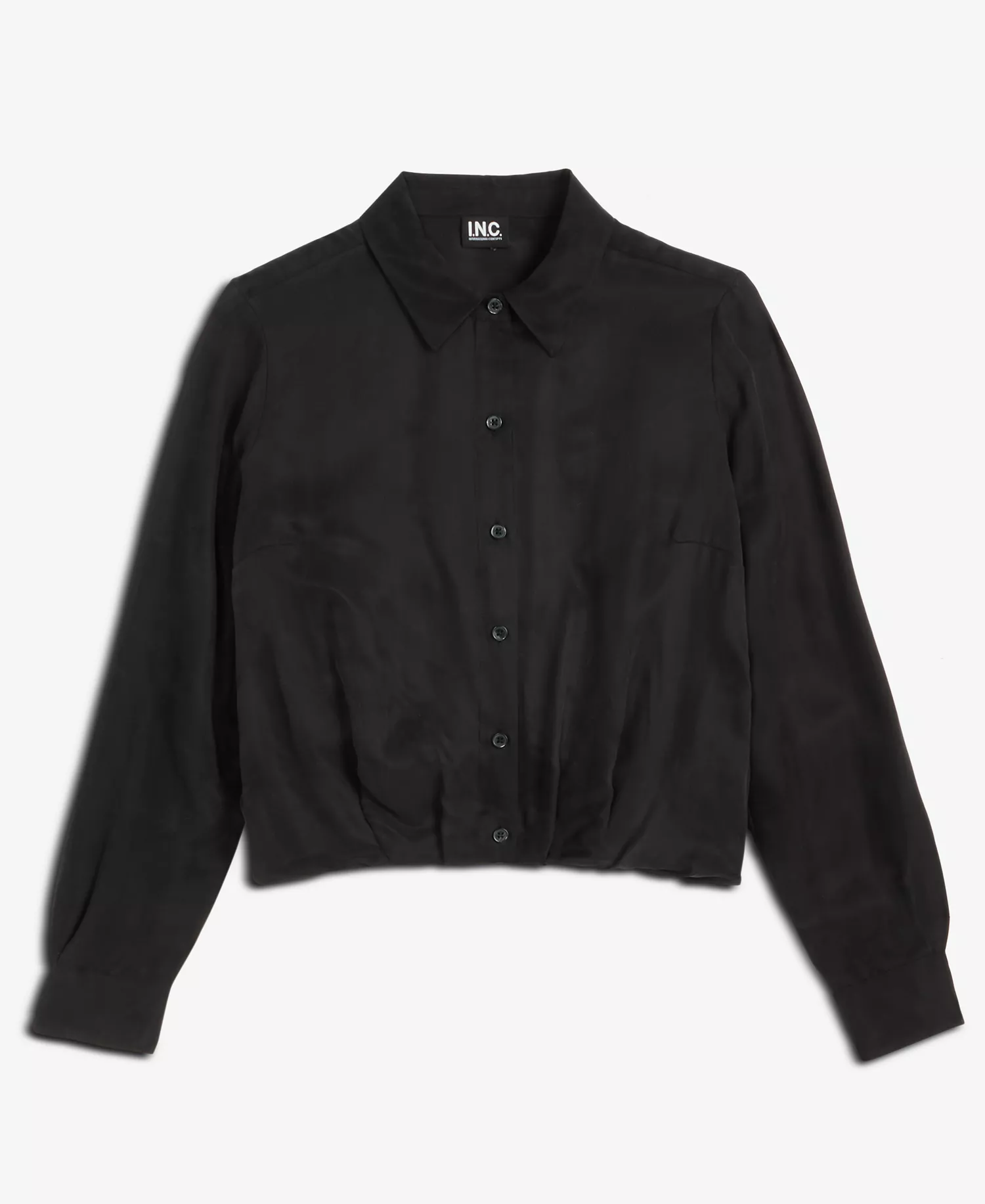 Women's Gathered-Hem Shirt, Macy's Exclusive - Deep Black - L