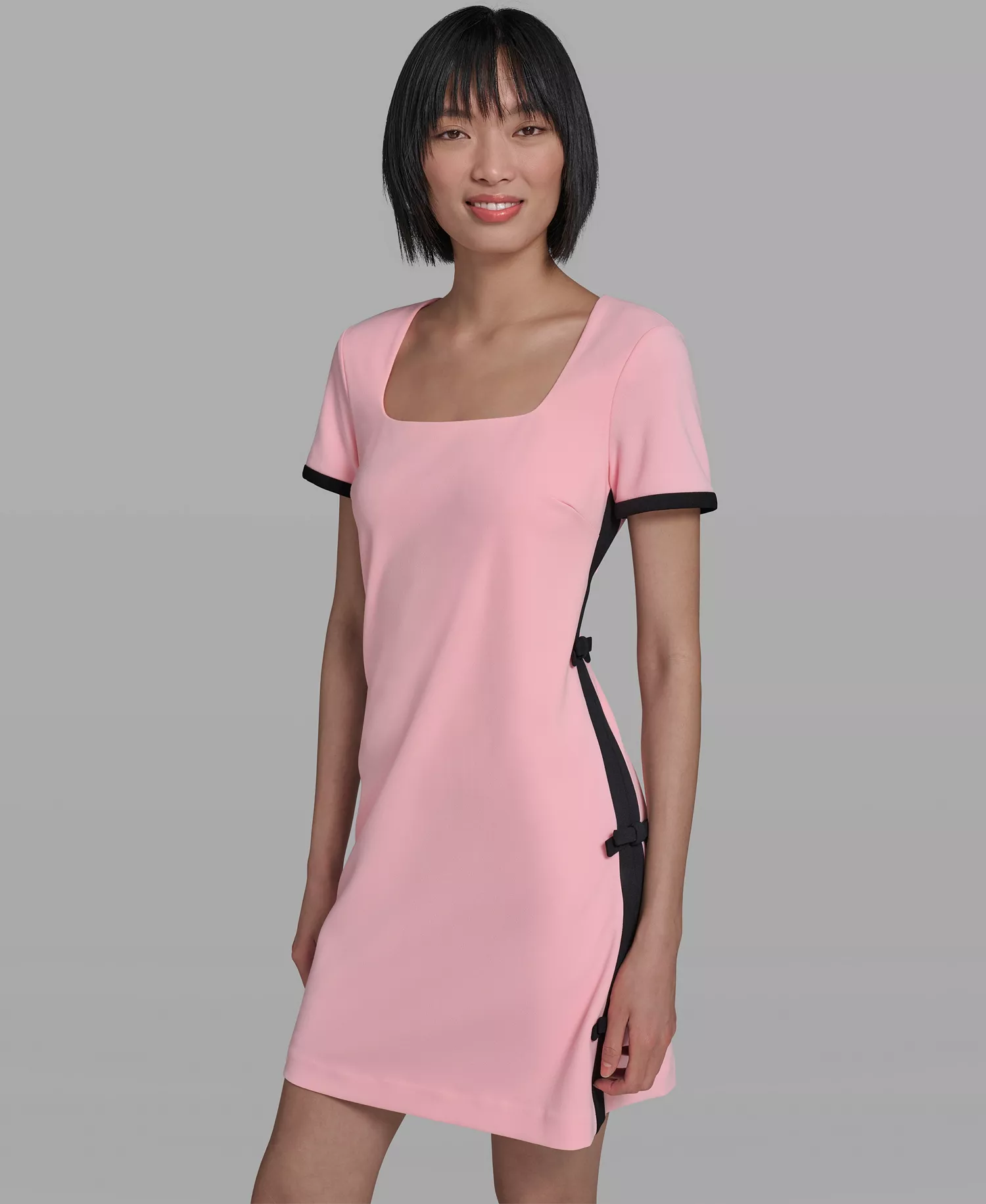 Women's Bow Trim Scuba Crepe Sheath Dress - Almond Blossom/Black - 0