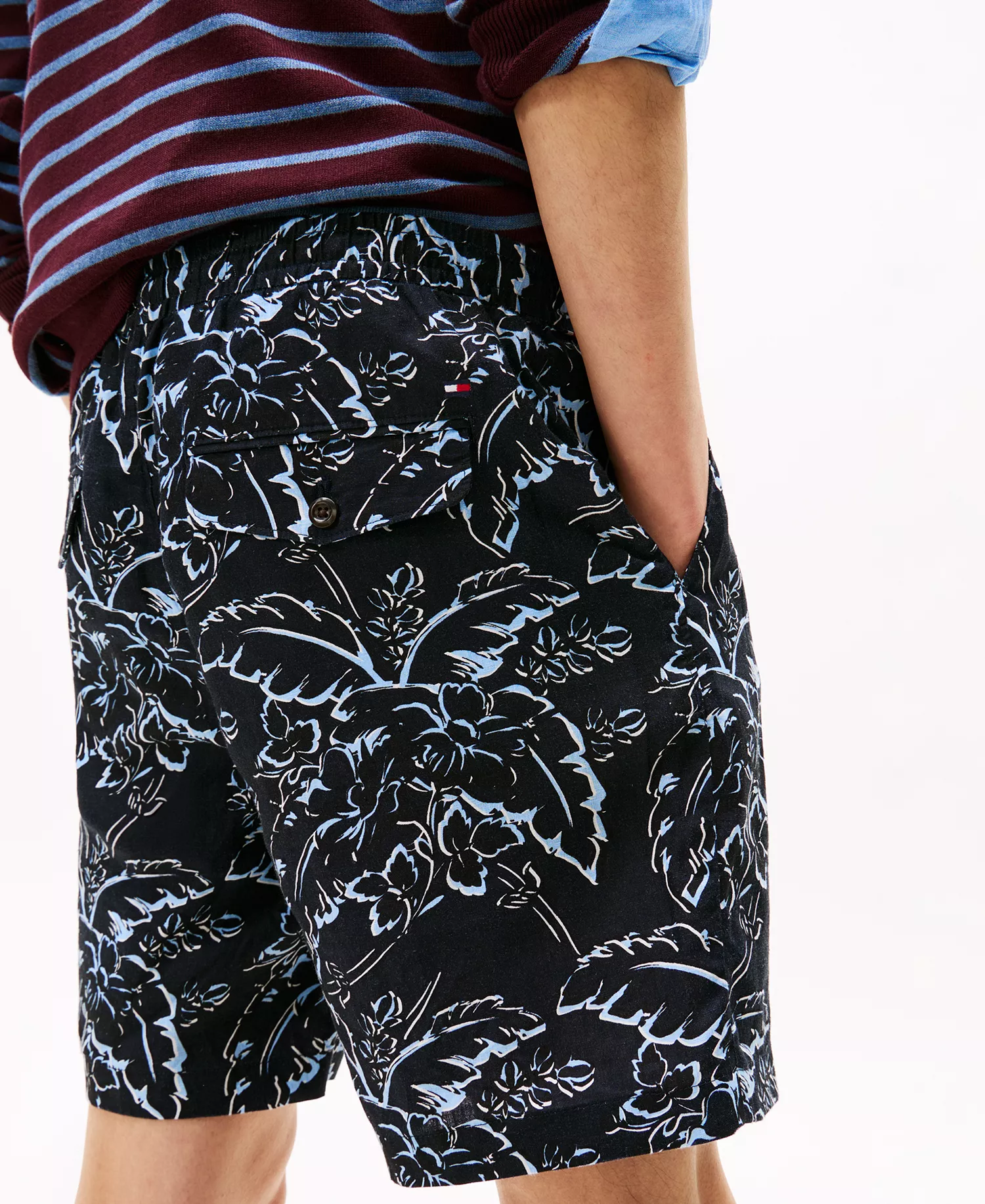 Men's Patterned 7" Linen Shorts - Blue Allover - 30