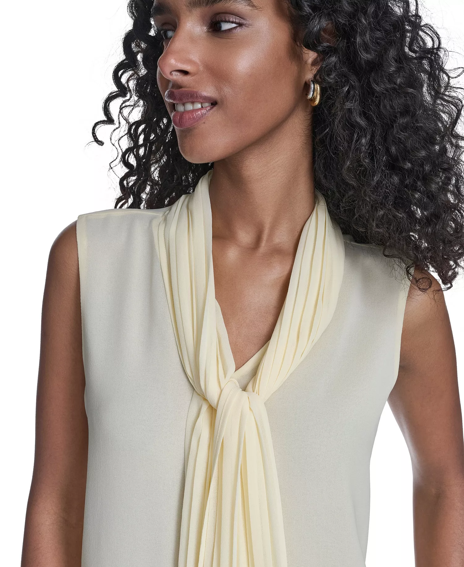 Petite Sleeveless V-Neck Top - Double Cream - P/L