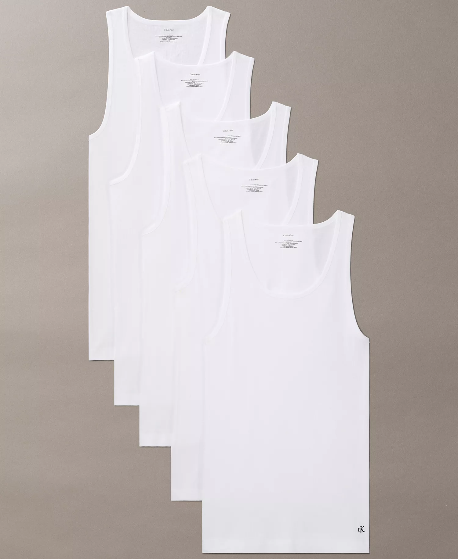 Men's 5-Pack Cotton Classics Tanks - White - L