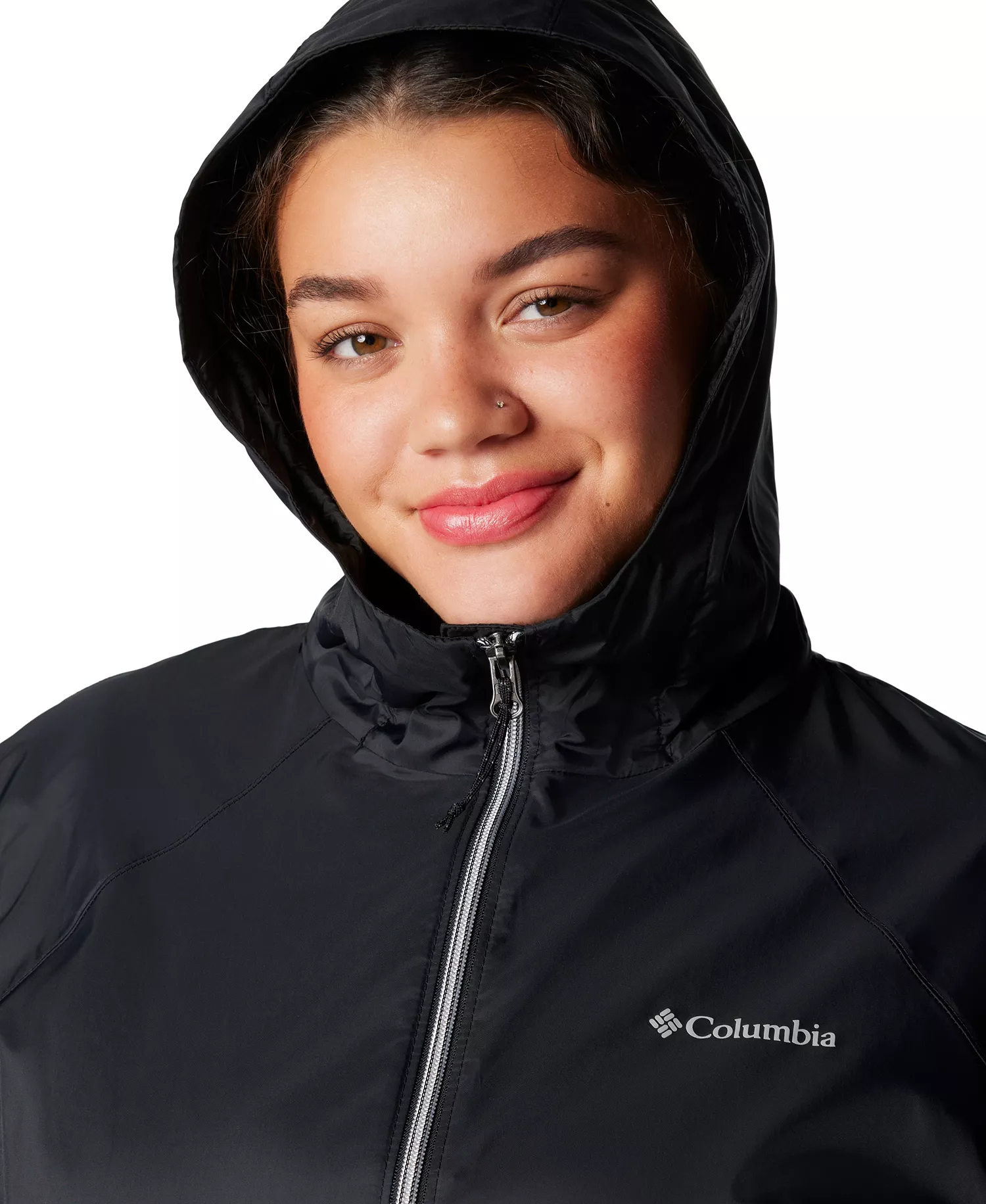 Plus Size Switchback Lined Long Zipper Jacket - Black - 1X