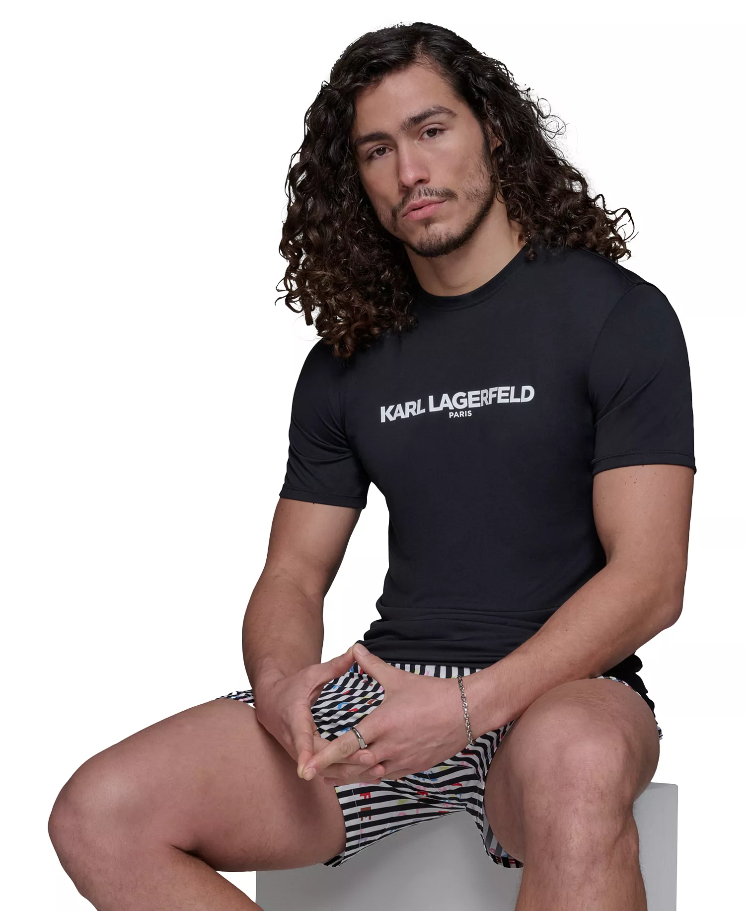 Men's Regular-Fit Logo Graphic Rash Guard - Black - 2XL