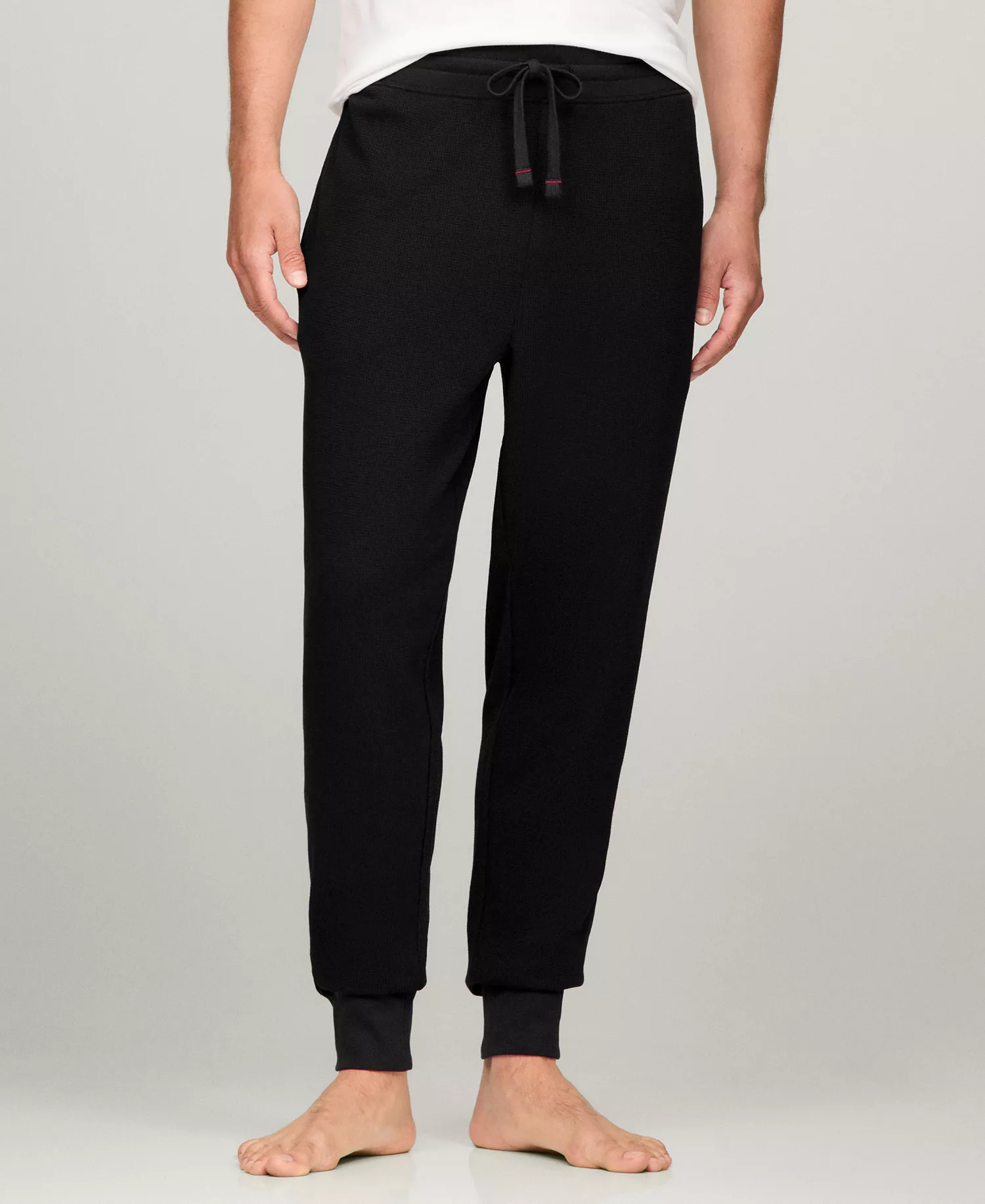 Men's Classic-Fit Waffle-Knit Thermal Pajama Joggers - Black - 2XL