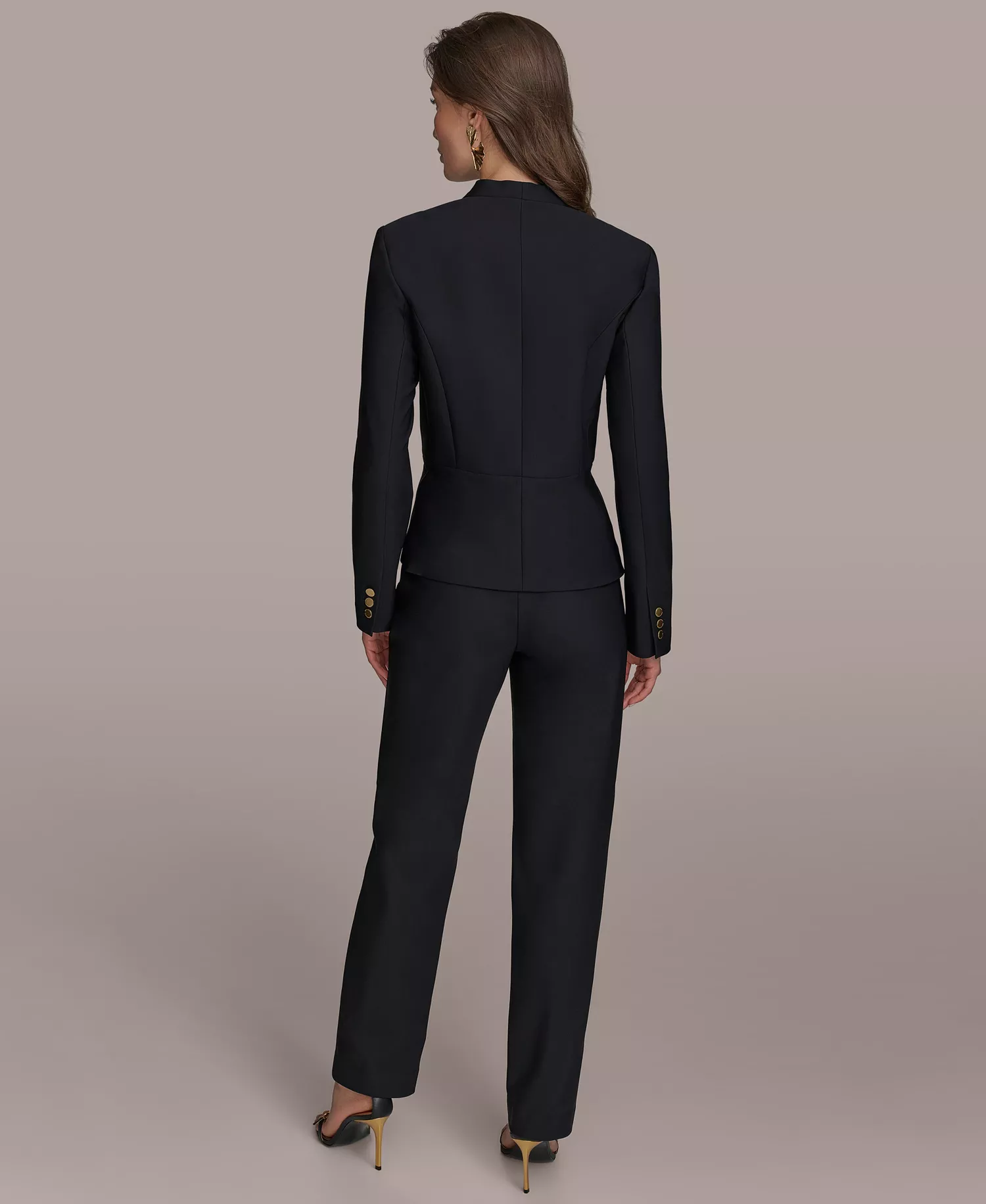 Women's Collarless Wrap Jacket - Black - 10