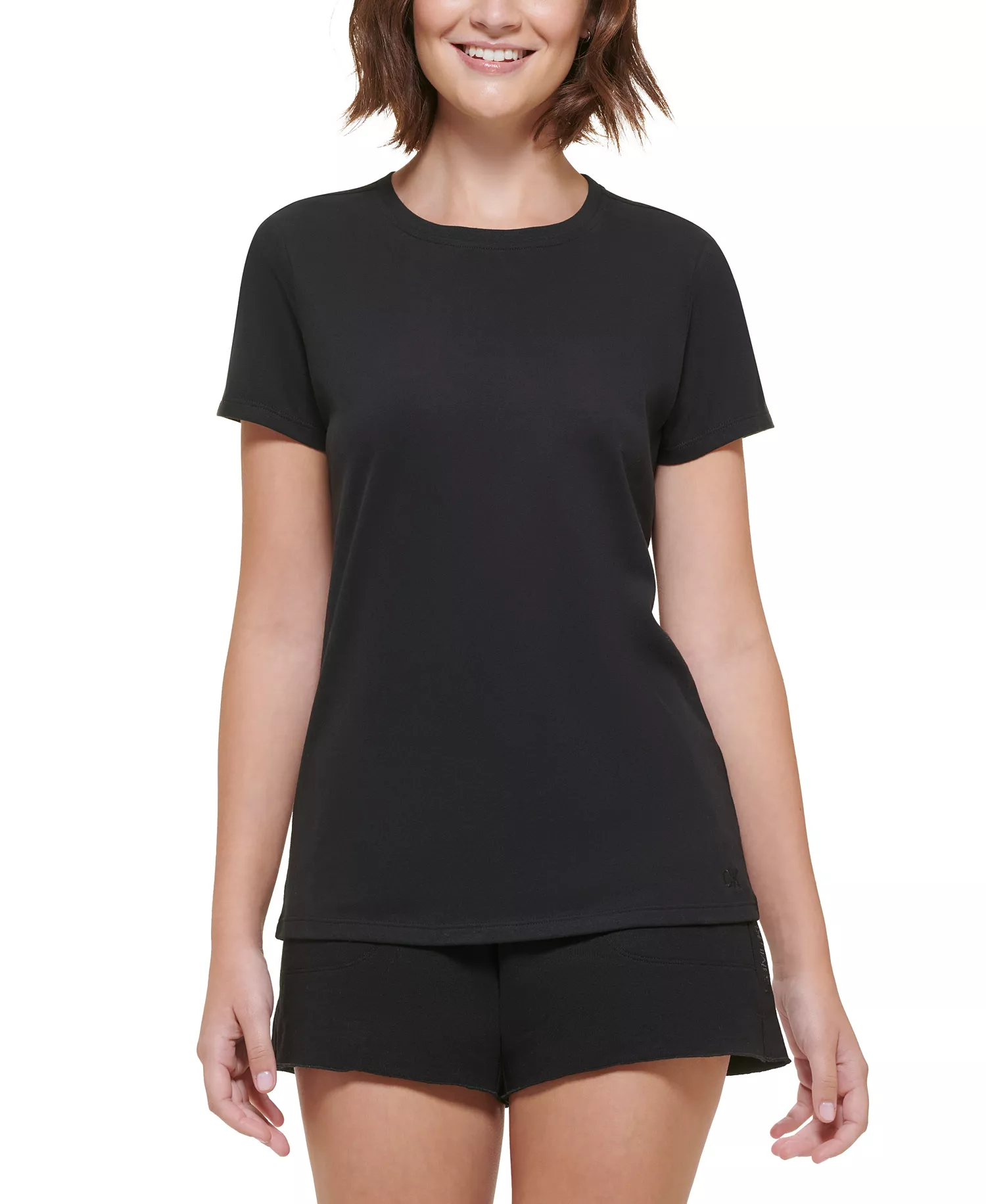 Women's Cotton Short-Sleeve Crewneck T-Shirt - Black - L