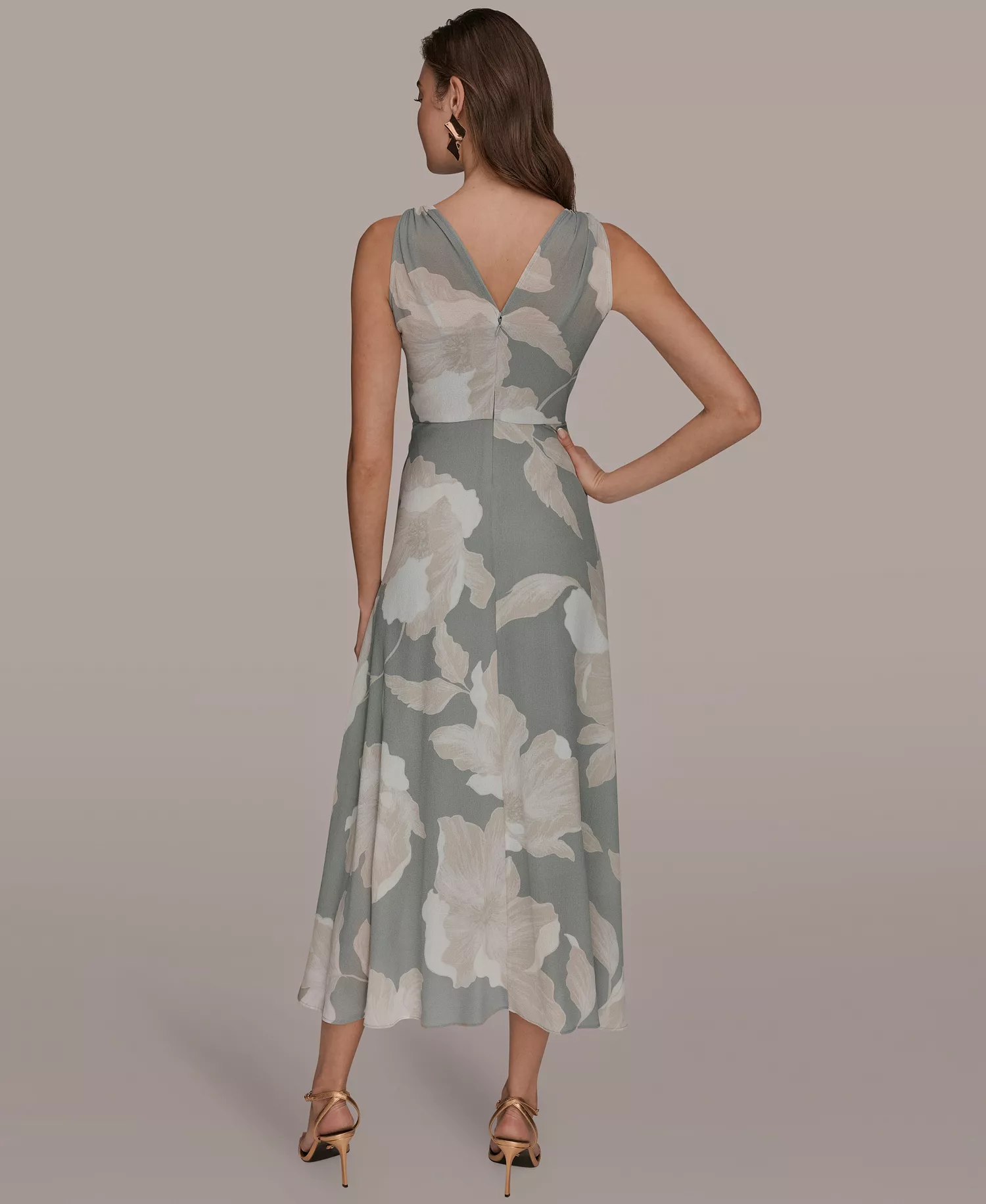 Women's Faux-Wrap Sleeveless Dress - Weathered Sage/Cream - 10