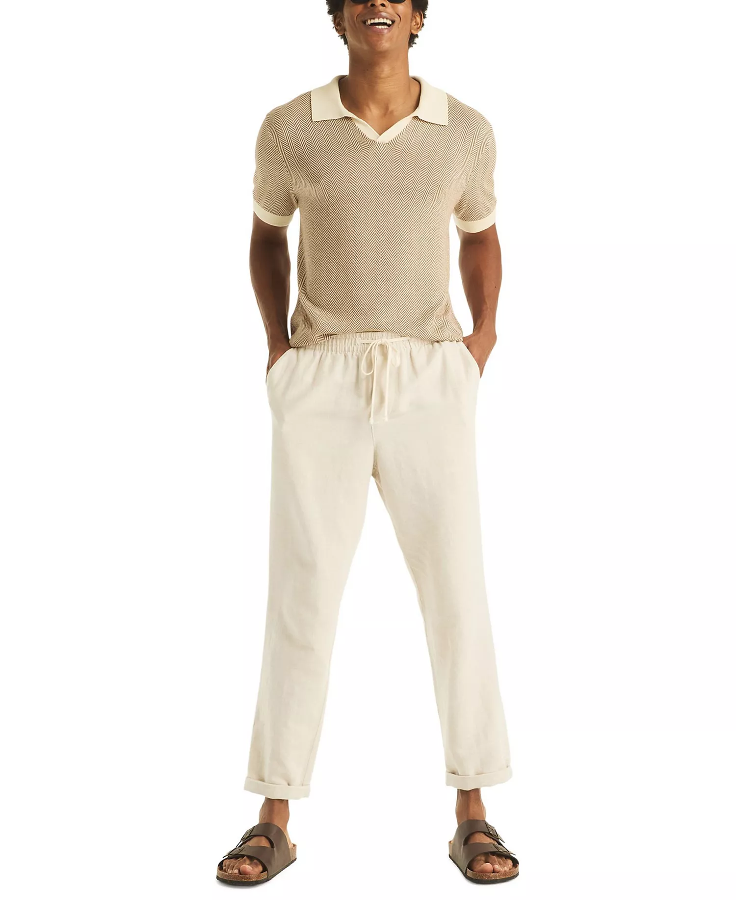 Men's Classic-Fit Ribbed Collar Sweater - Bone White - 2XL