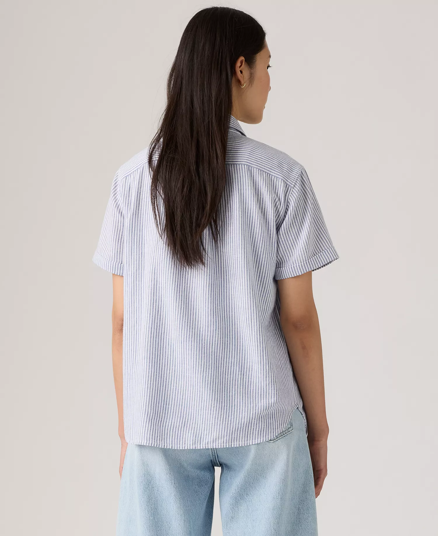 Women's Darlene Printed Short-Sleeve Shirt - Bibi Stripe Coastal Fjord - L