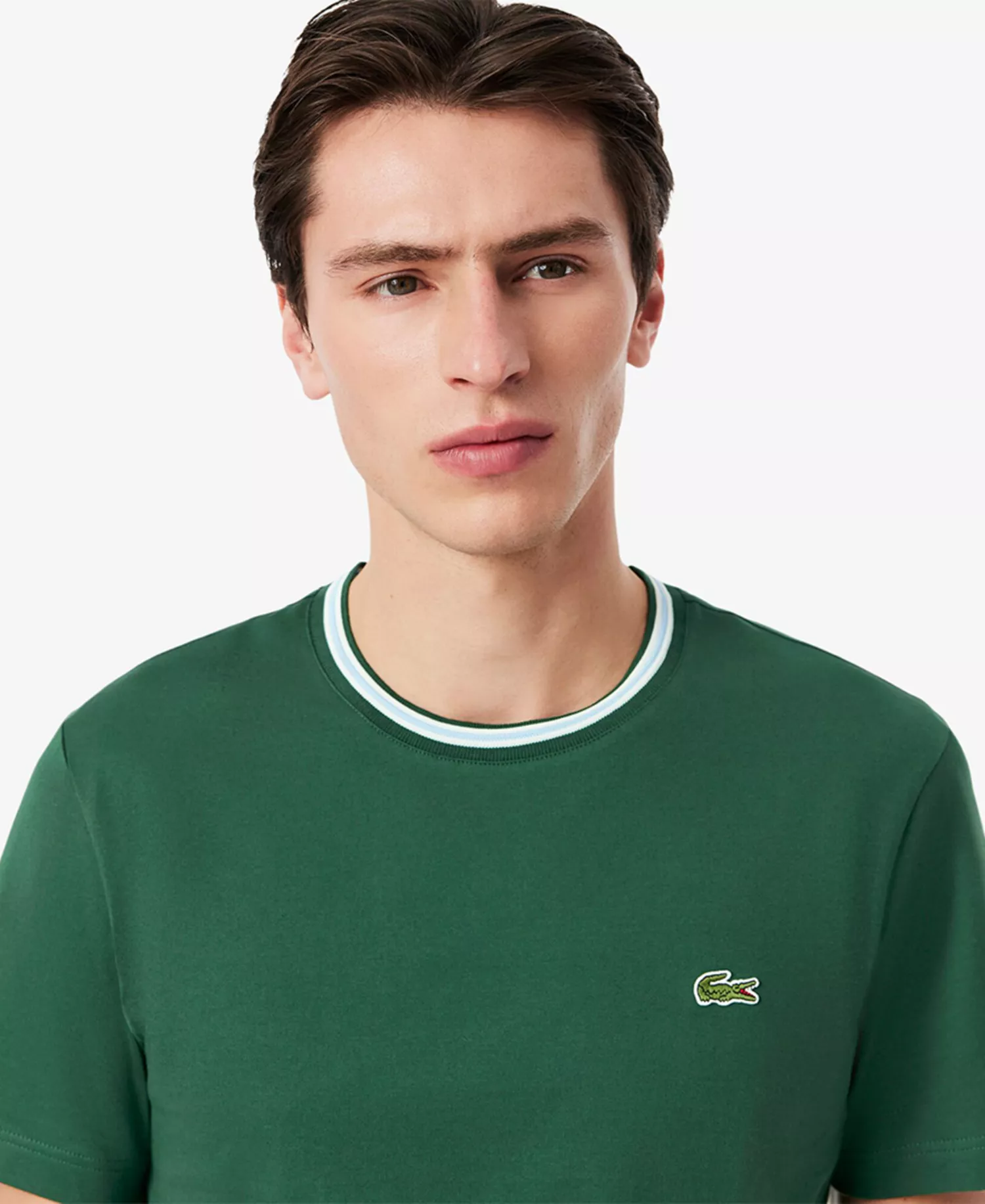 Men's Ribbed Collar T-Shirt - Green - 2XL