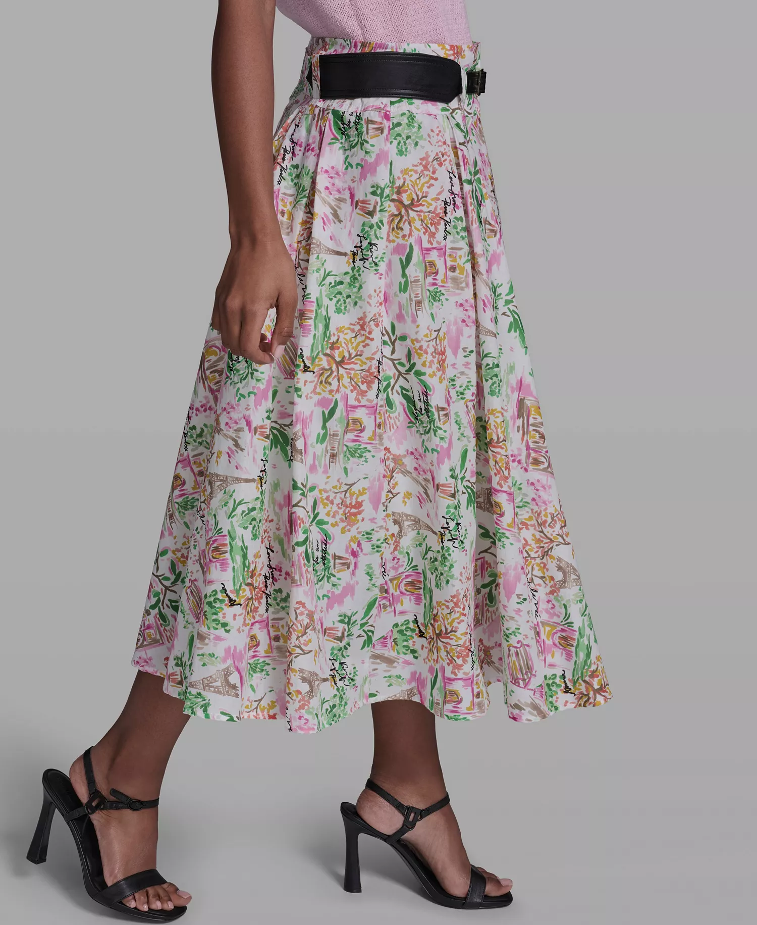 Women's All-Over Printed Midi Skirt - Soft White/pink Carnation Multi - 0